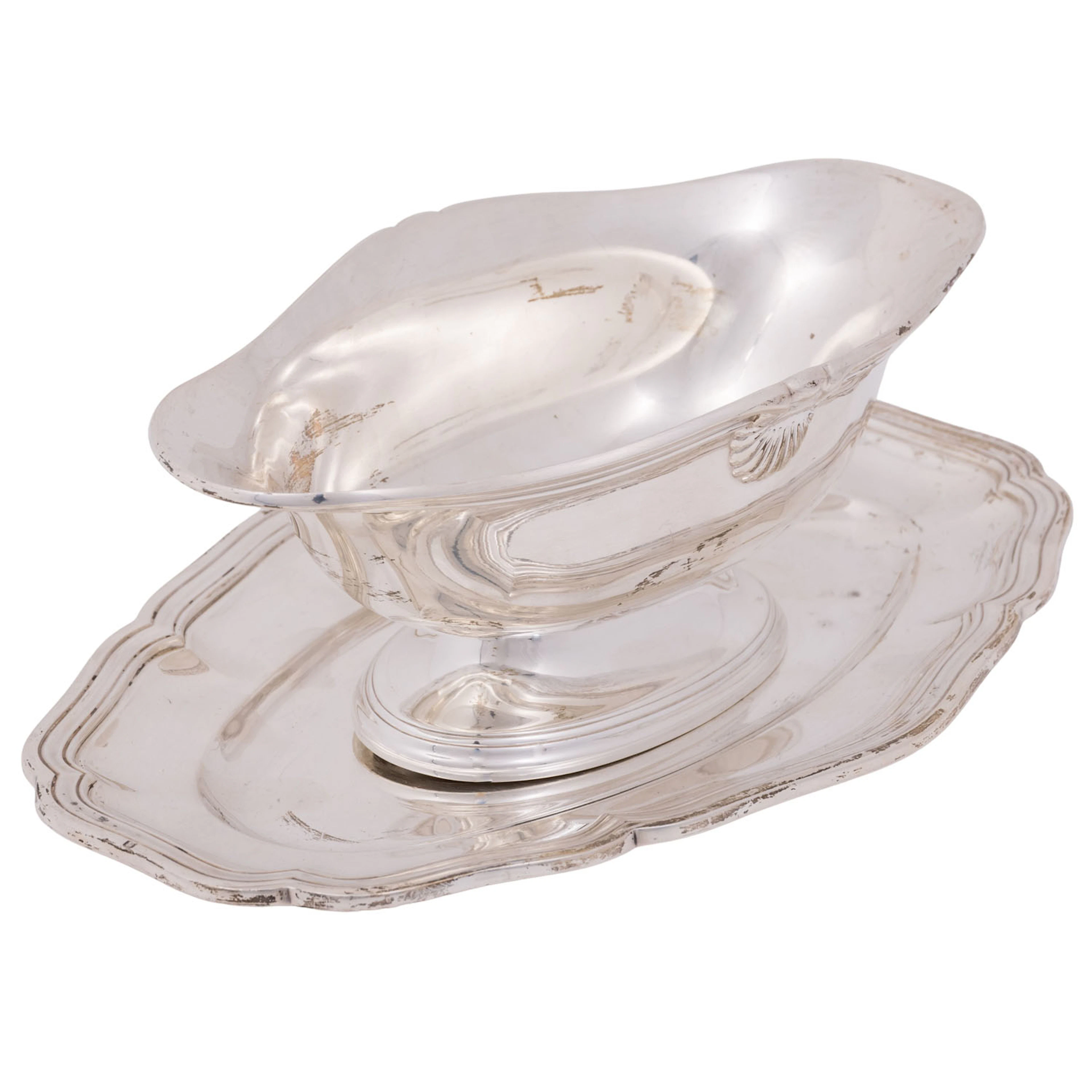 PARIS "Silber-Saucière mit Présentoir" 950er Silber.