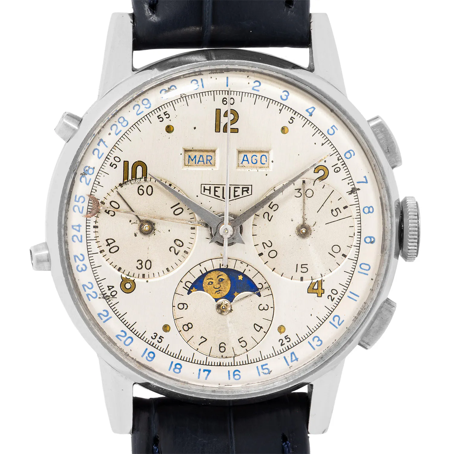 HEUER sehr seltener Vintage "Triple Date / Moonphase" Chronograph