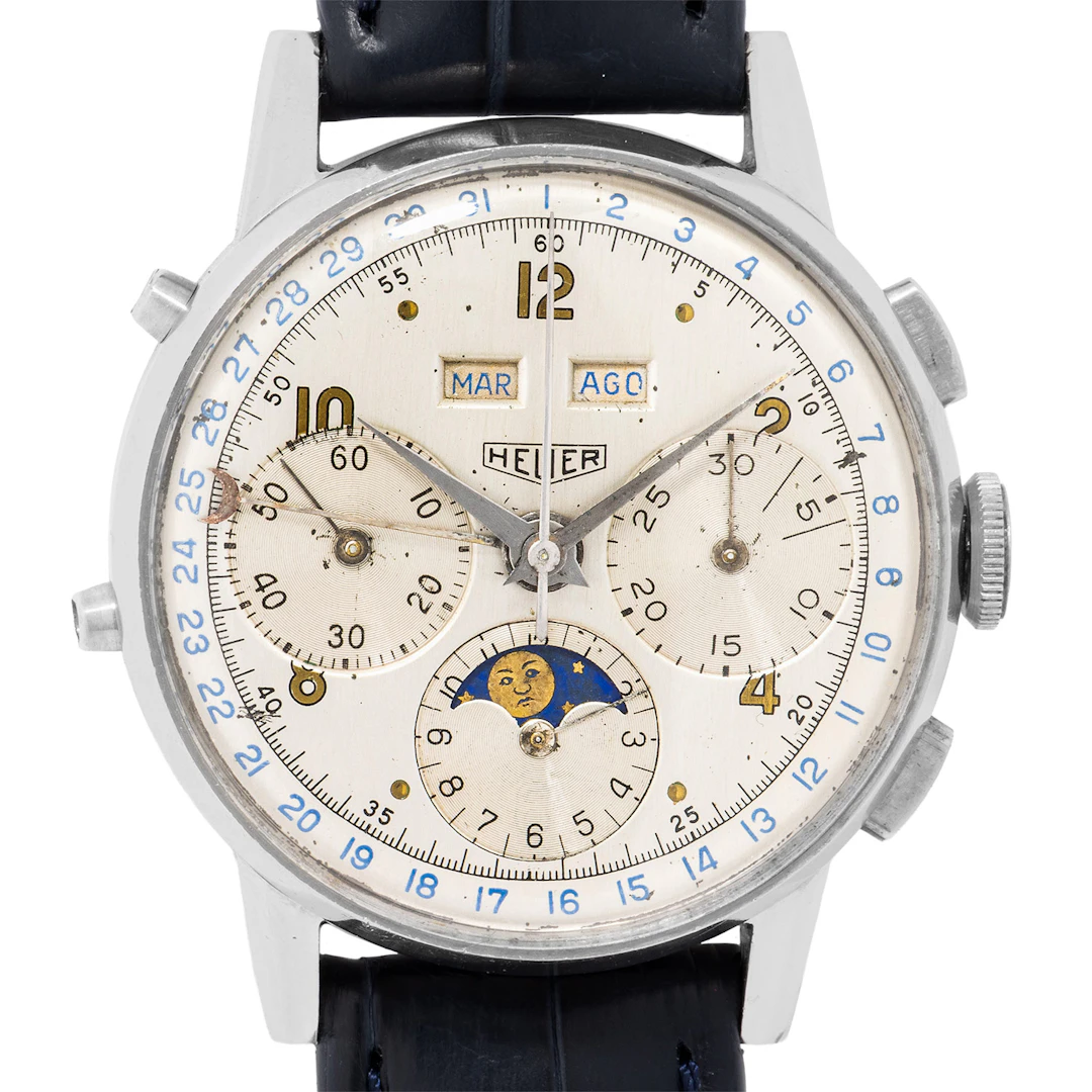 HEUER sehr seltener Vintage "Triple Date / Moonphase" Chronograph