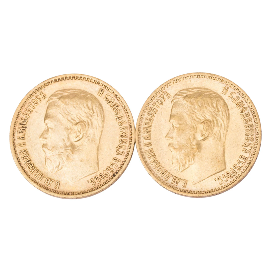 Russisches Zarenreich /GOLD - Nikolai II. 2 x 5 Rubel 1897 / 1899