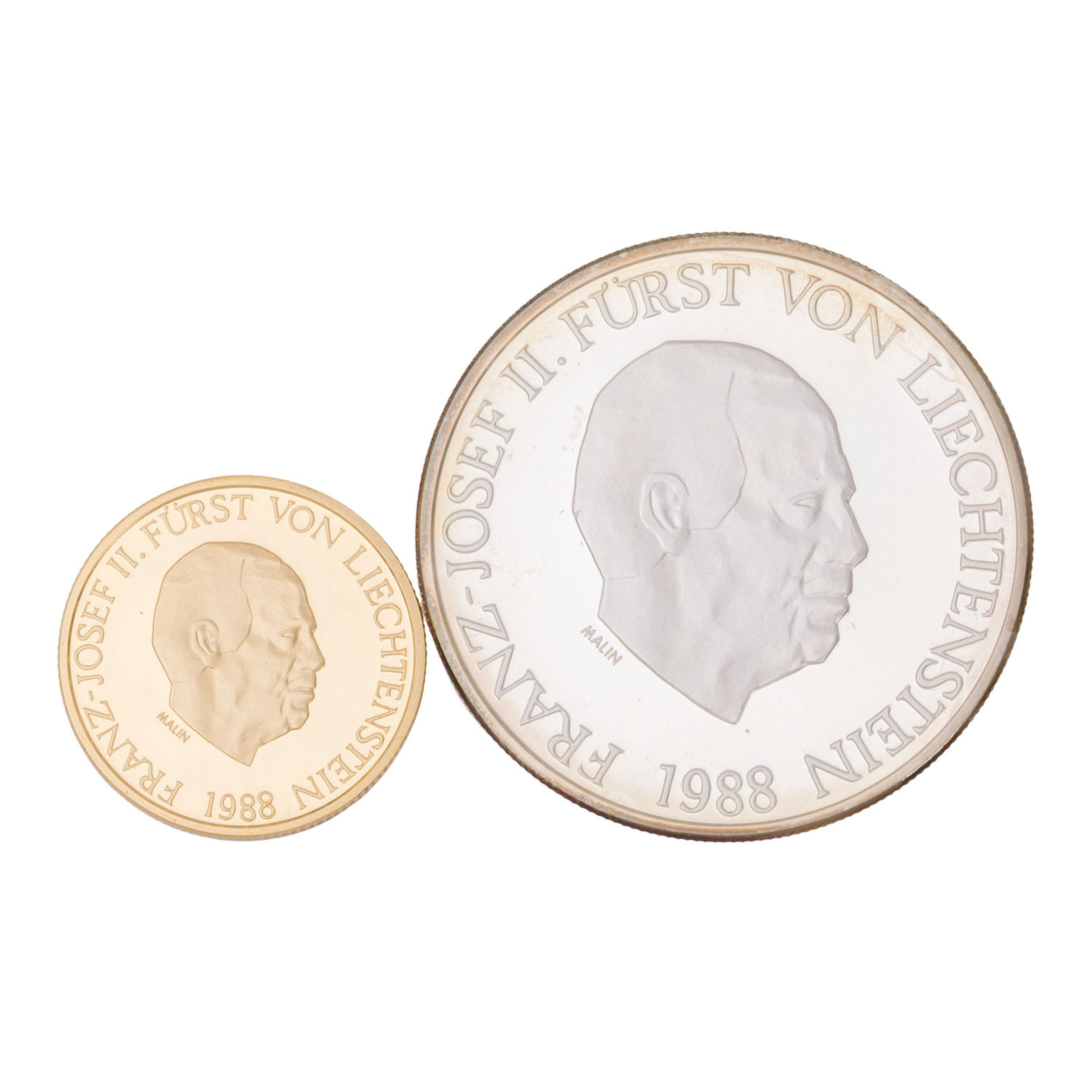 Liechtenstein/GOLD/SILBER 10 & 50 Franken 1988