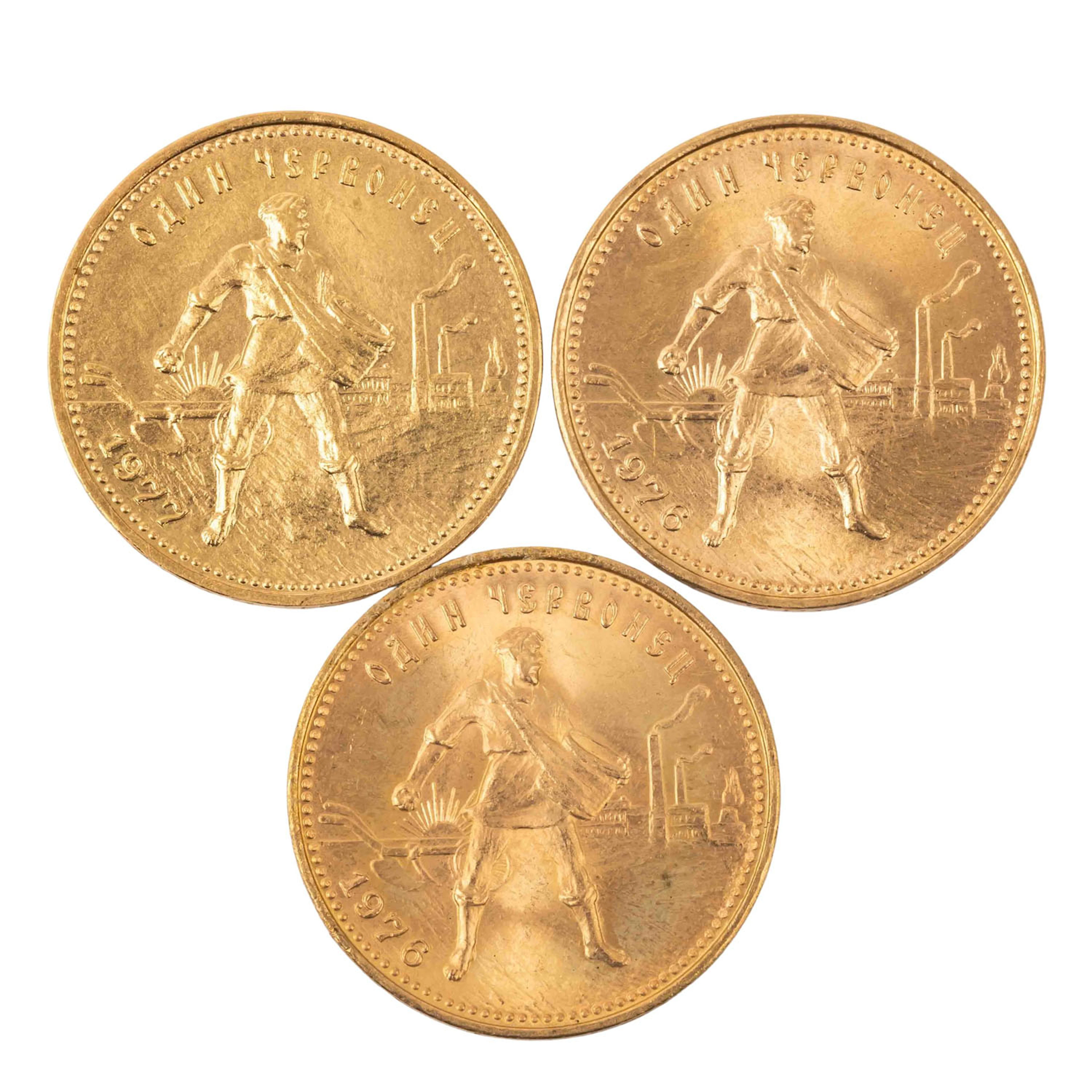 Russland/GOLD - 3x 10 Rubel Tscherwonez