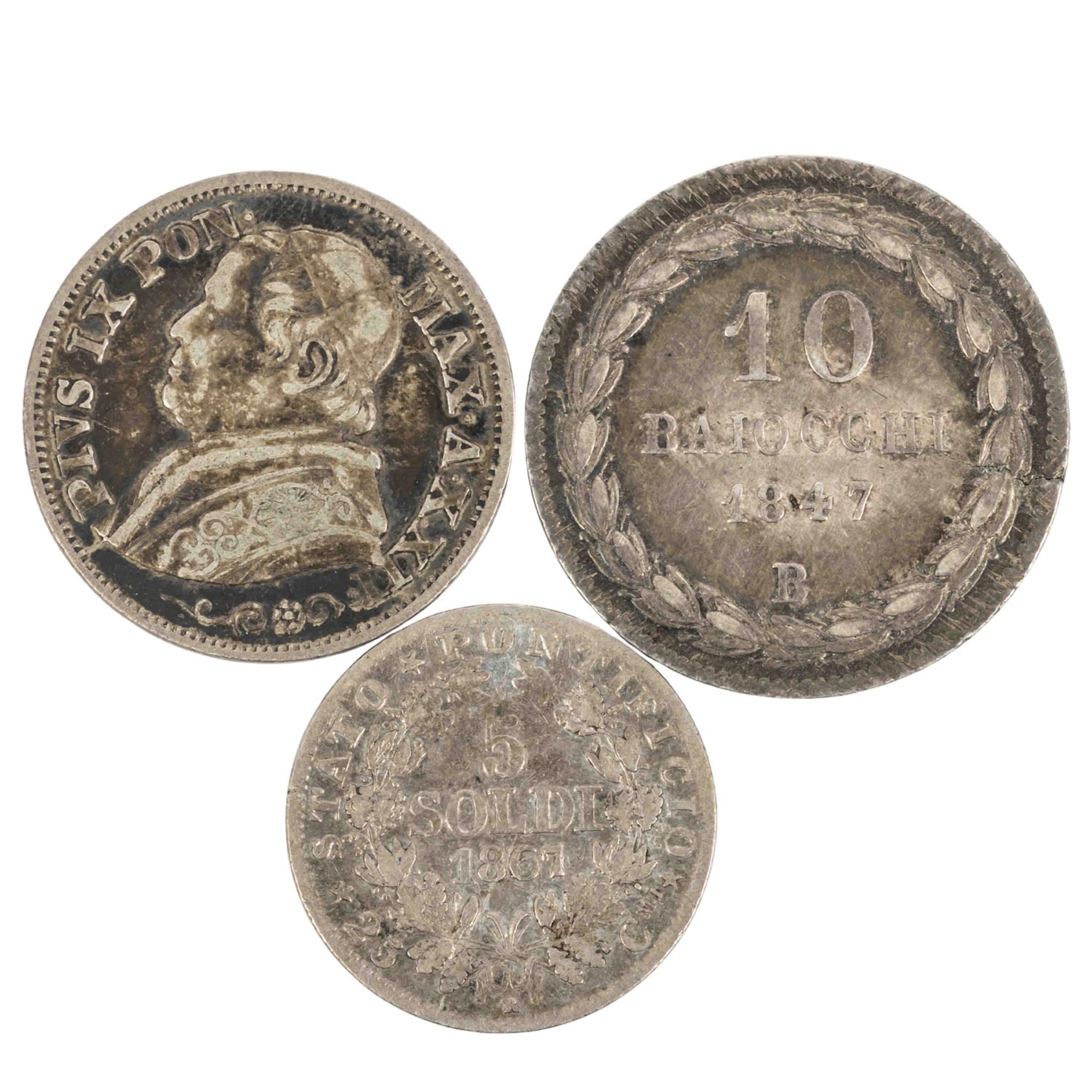 Vatikan/SILBER Pius IX 2x 10 Baiocchi 1847 (kl. Schrötlingsriss)