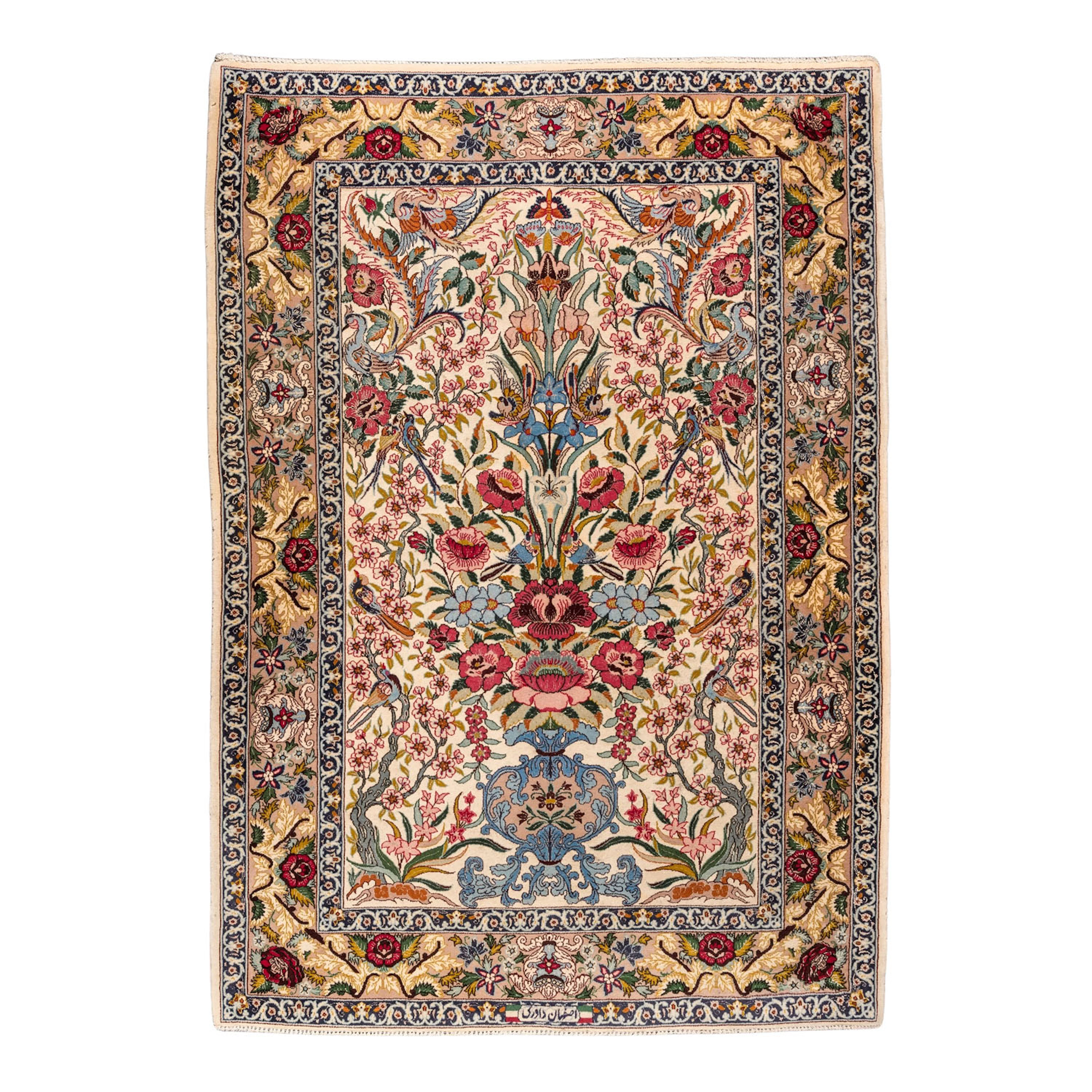 Orientteppich mit Seide. ISFAHAN/IRAN, 20. Jh., 162x115 cm.