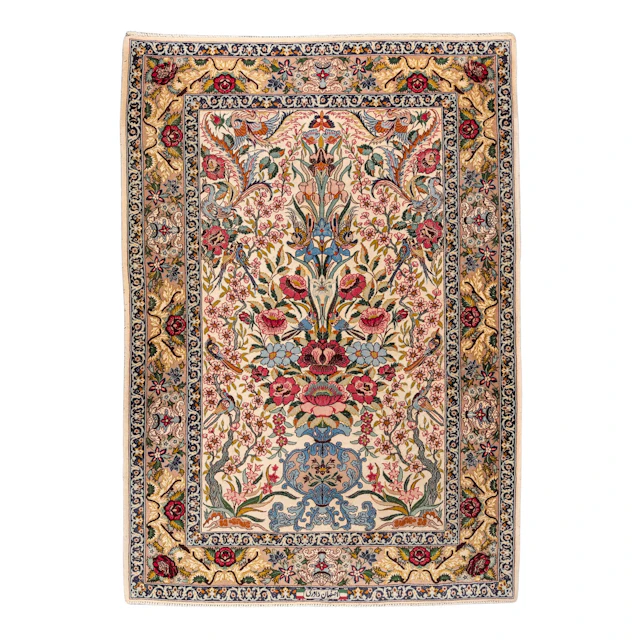 Orientteppich mit Seide. ISFAHAN/IRAN, 20. Jh., 162x115 cm.