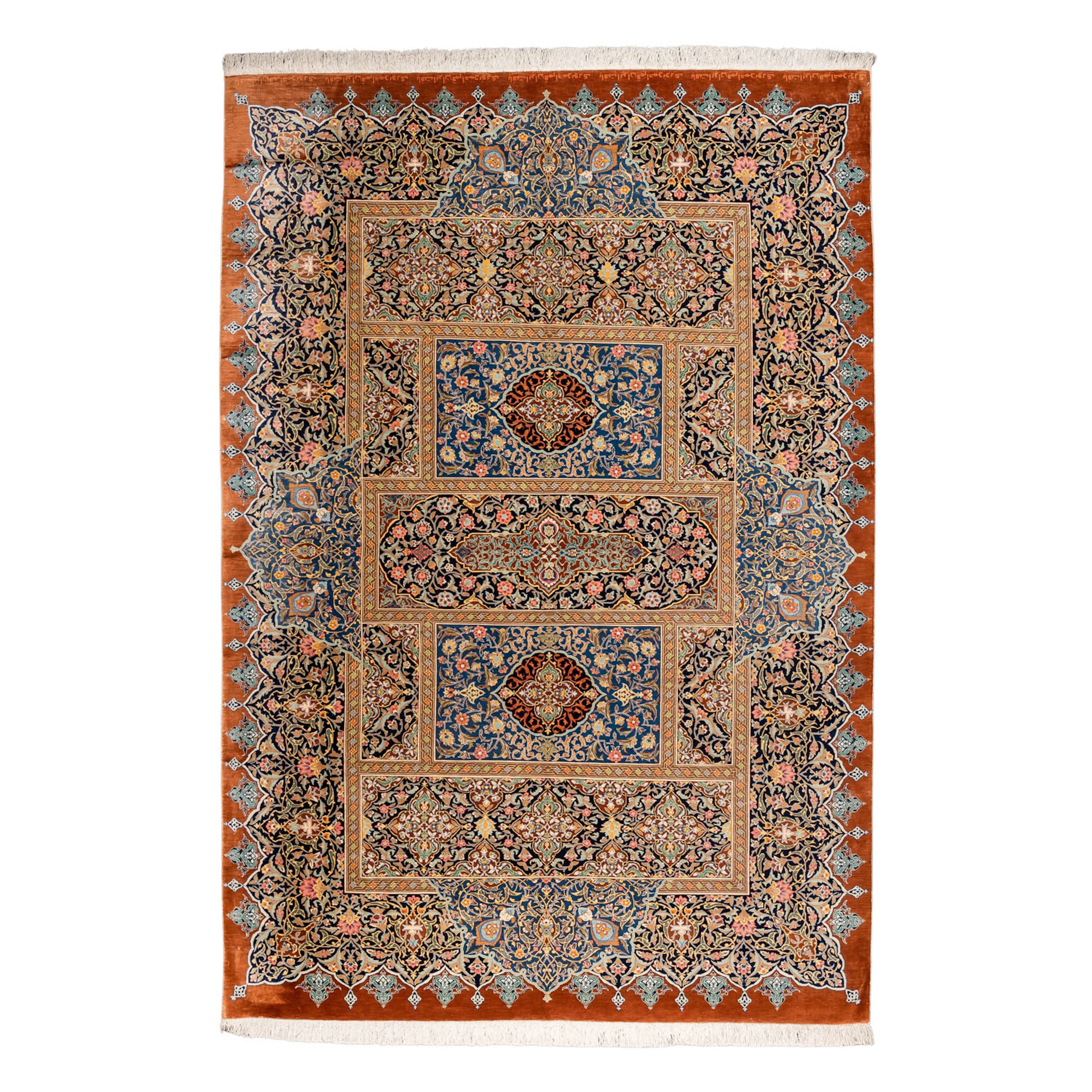 Orientteppich aus Seide. GHOM/PERSIEN, 20. Jh., 195x135 cm.
