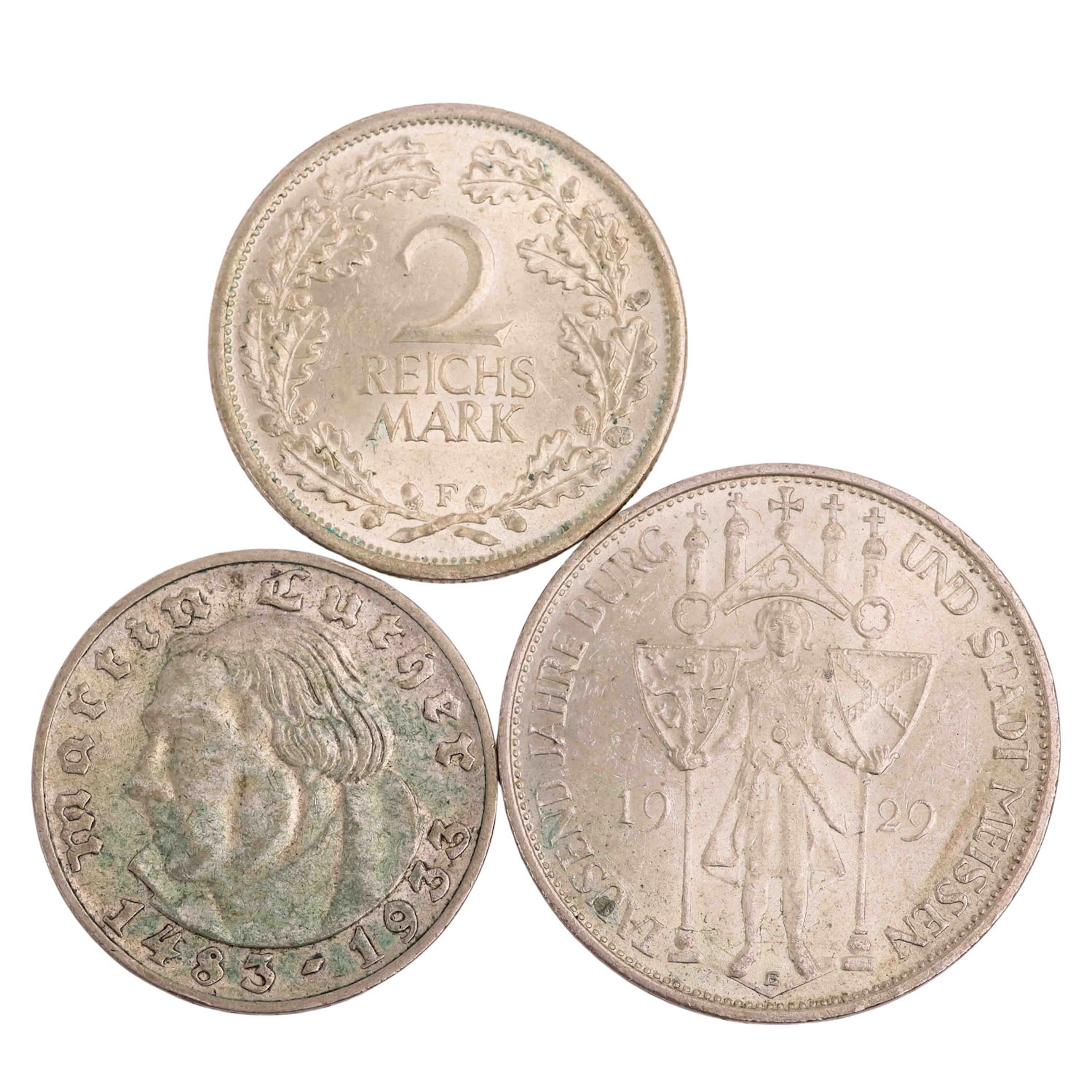 Weimarer Republik/SILBERsammlung 2x 2 Reichsmark & 3 Reichsmark