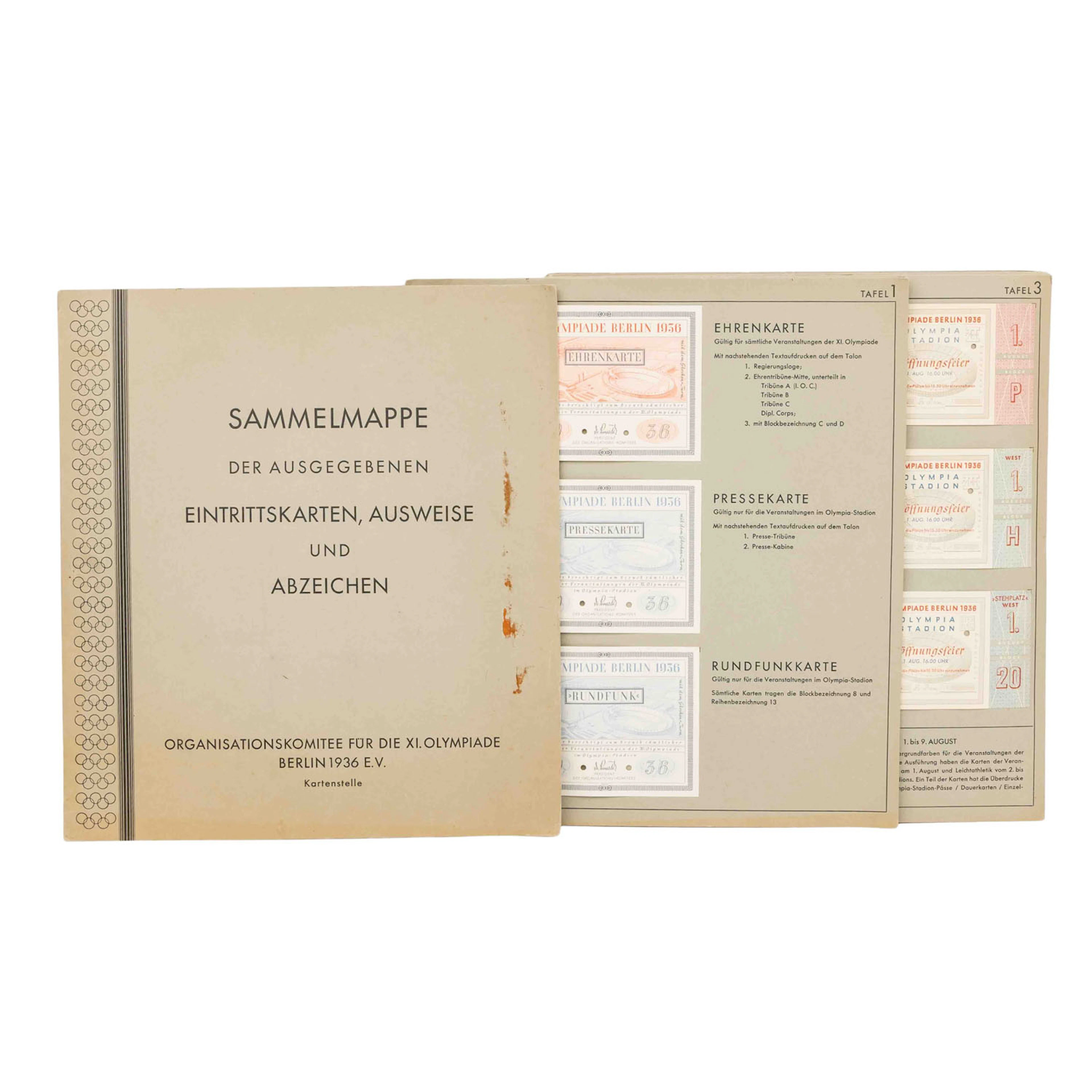 Olympiade 1936 - Blätter aus "Sammelmappe der ausgegebenen Eintrittskarten
