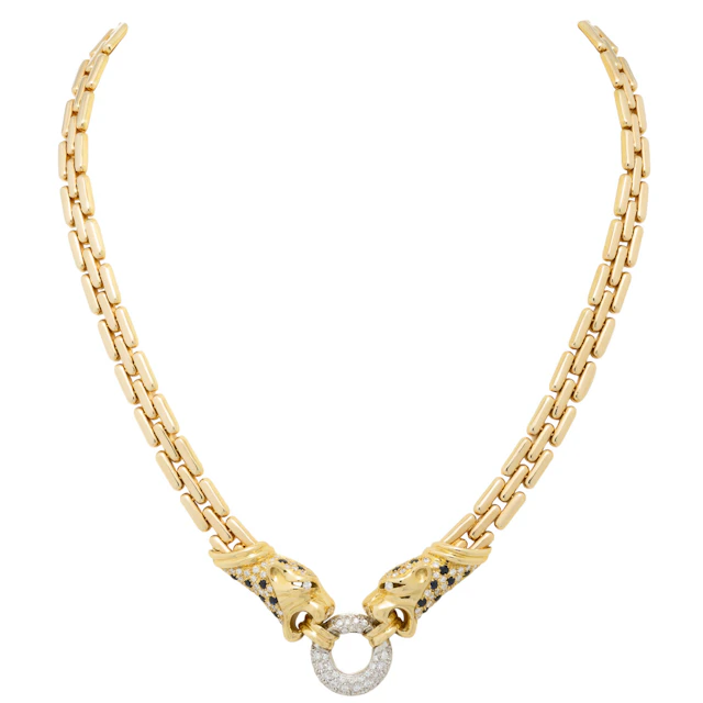 Collier mit zwei Pantherköpfen