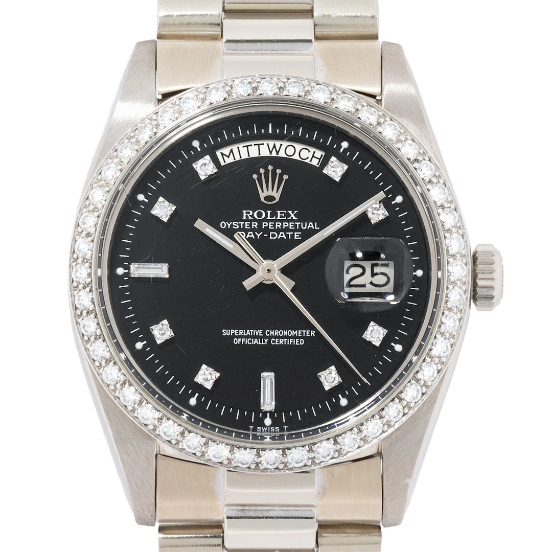 ROLEX Vintage Day-Date "Factory Diamonds" Herrenuhr, Ref. 1803/9. Ca. 1973.