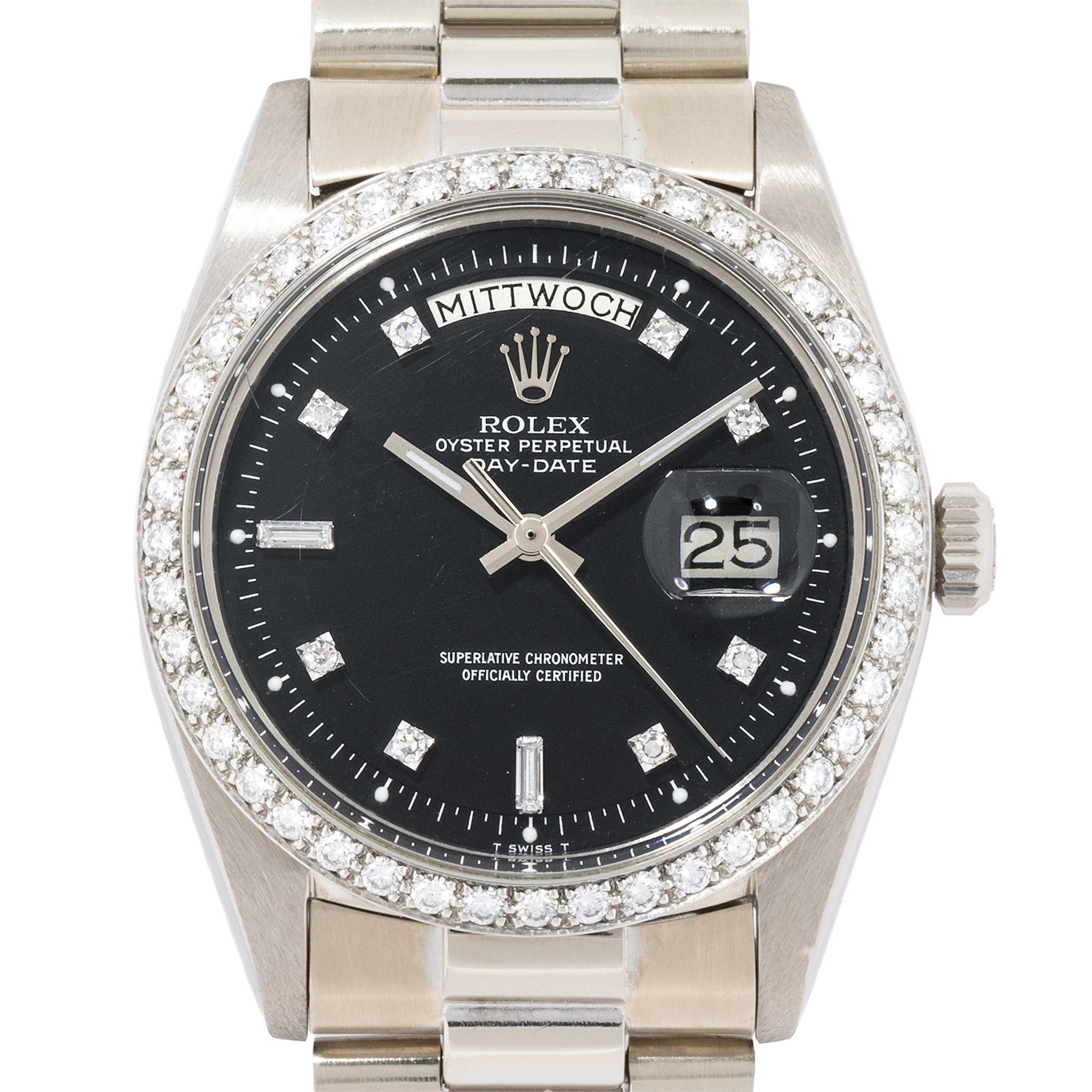 ROLEX Vintage Day-Date "Factory Diamonds" Herrenuhr, Ref. 1803/9. Ca. 1973.