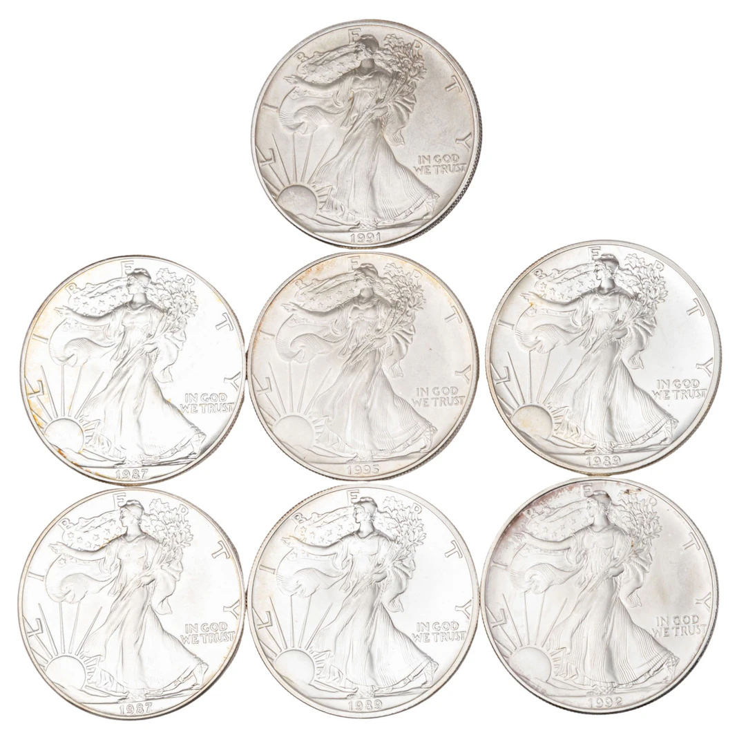 USA/SILBER – 7 x 1 $, American Silver Eagle, je 1 Unze