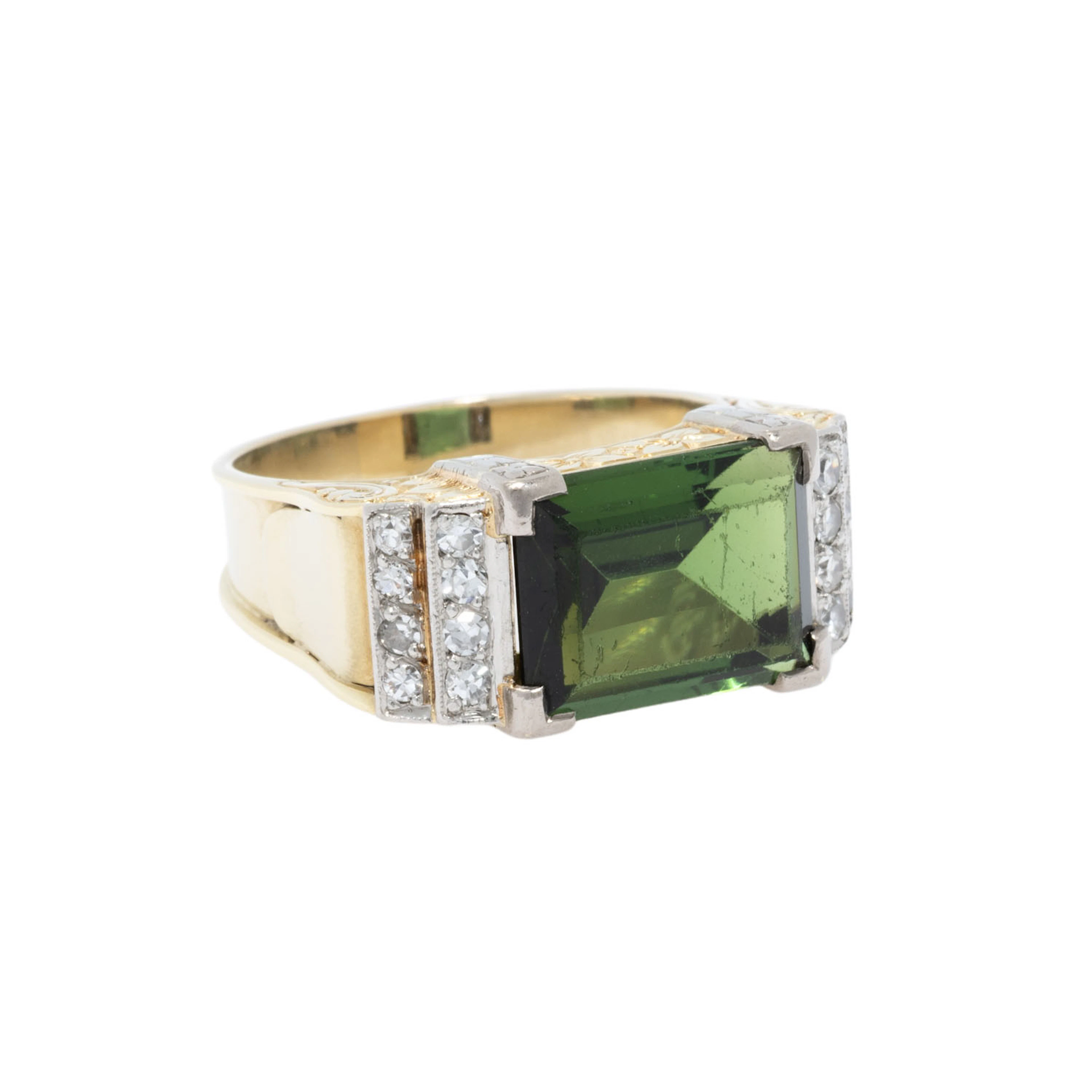 Ring mit Turmalin von ca. 4,5 ct und 16 Diamanten