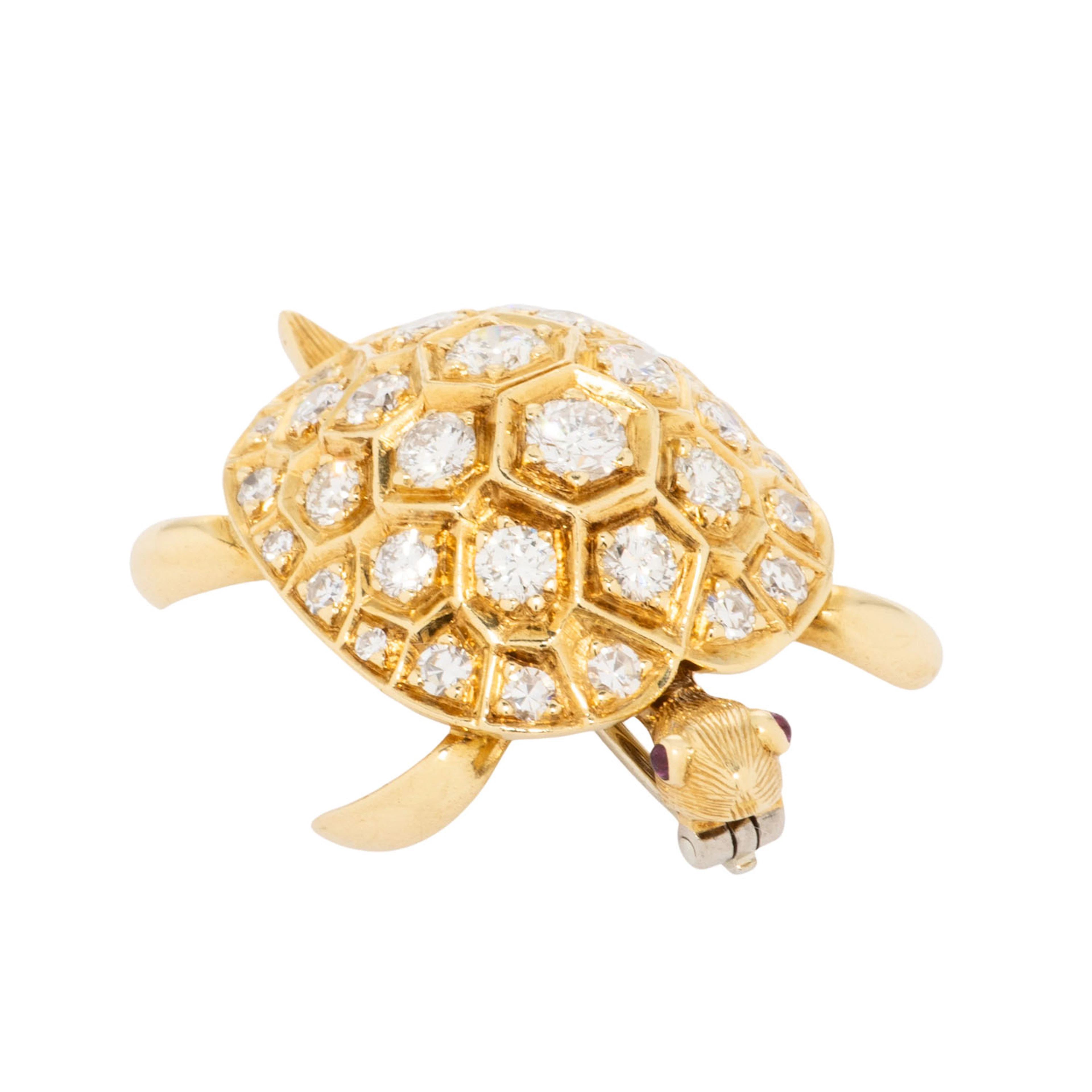 MEISTER Brosche "Schildkröte" mit Diamanten
