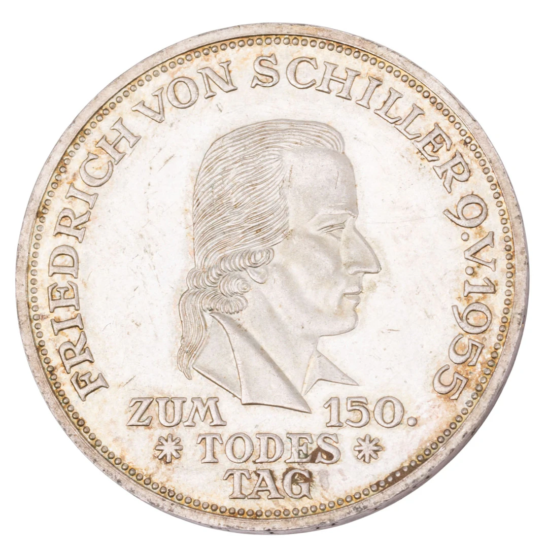BRD/SILBER – 5 DM 1955/F, Schiller