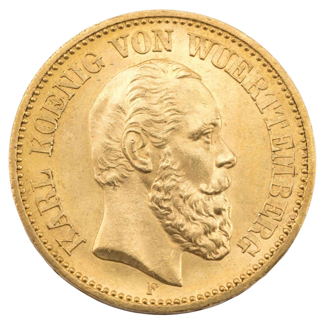Dt. Kaiserreich Württemberg/GOLD - Karl 20 Mark 1872 F J.290.