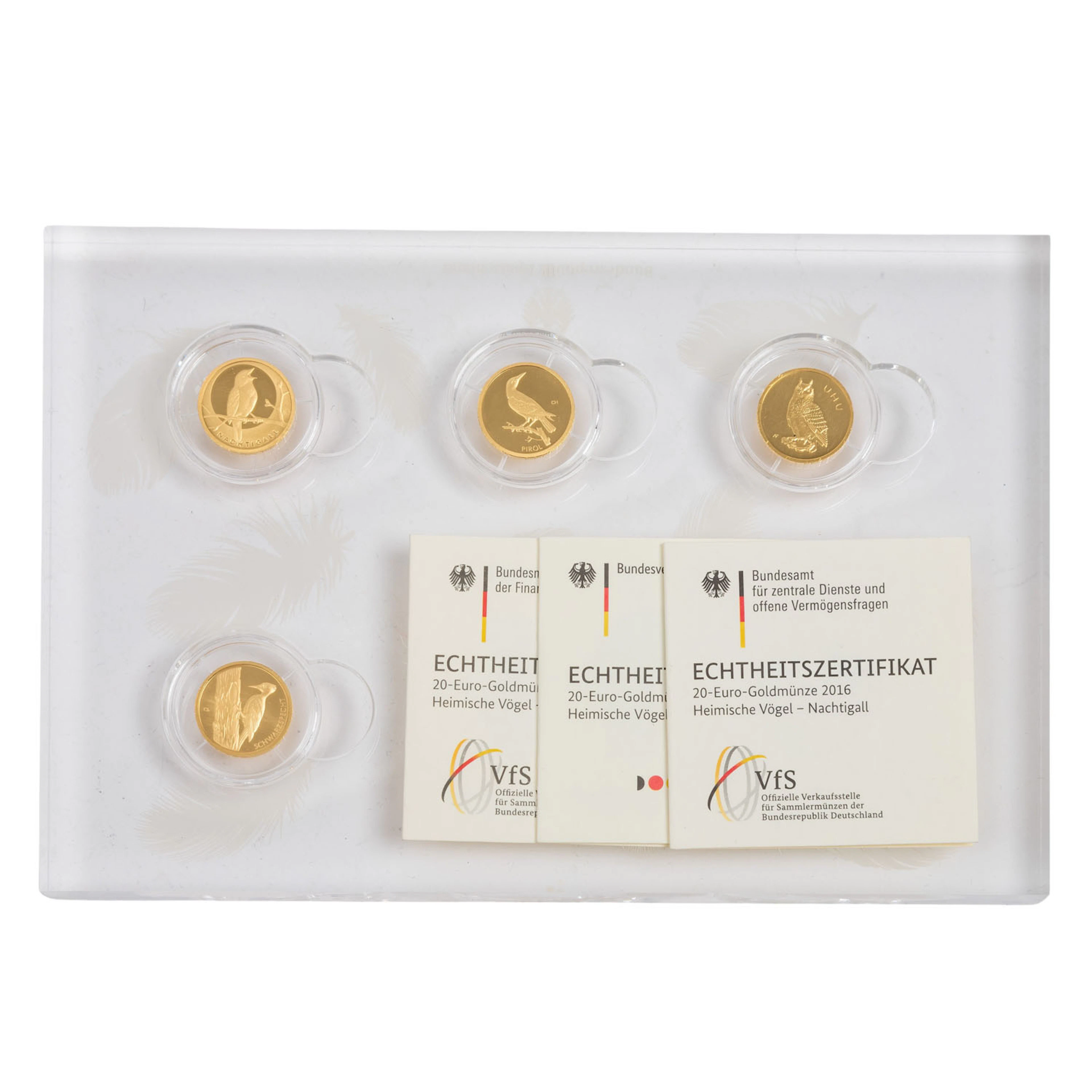 BRD Goldmünzen Set Heimische Vögel -