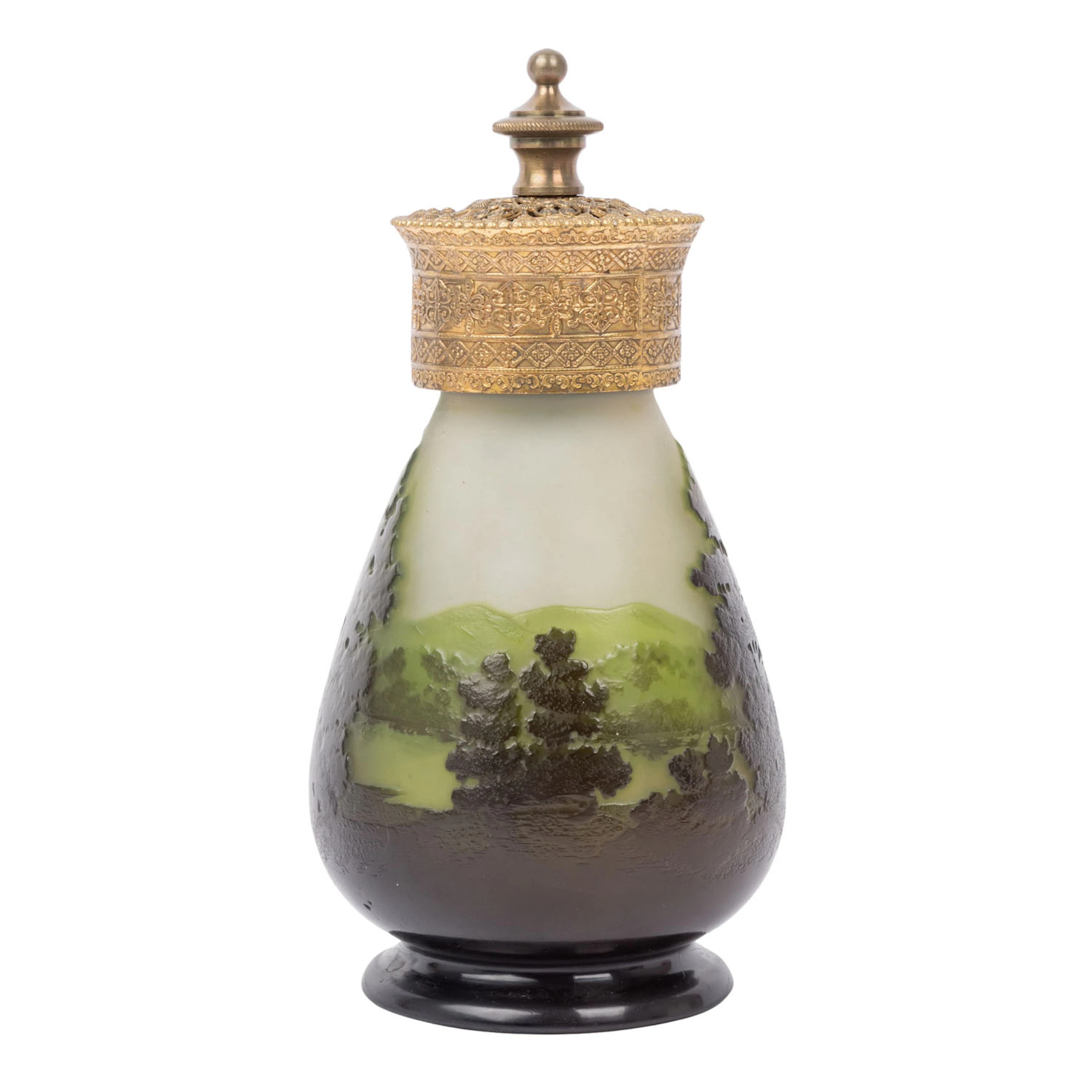 ÉMILE GALLÉ "Kleine Jugendstil-Tischlampe mit Waldlandschaft"