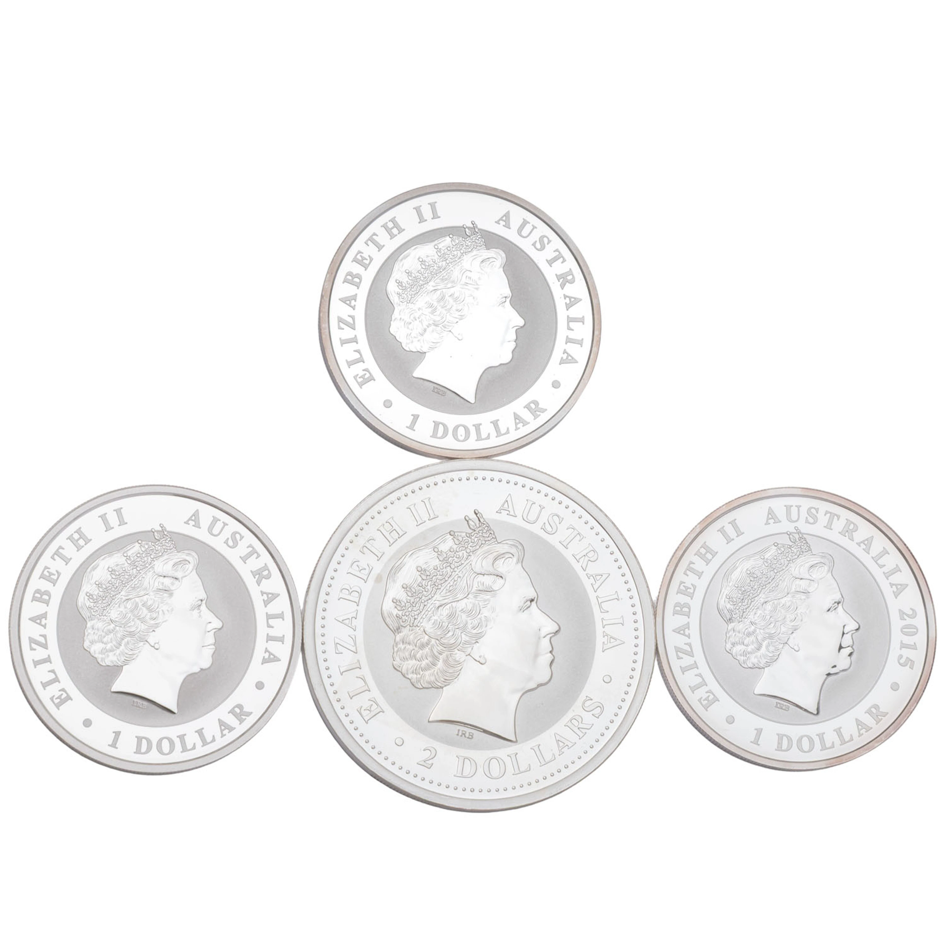 Australien/SILBER 3x 1 Dollar 2015, 2x 2016 & 2 Dollar 2000