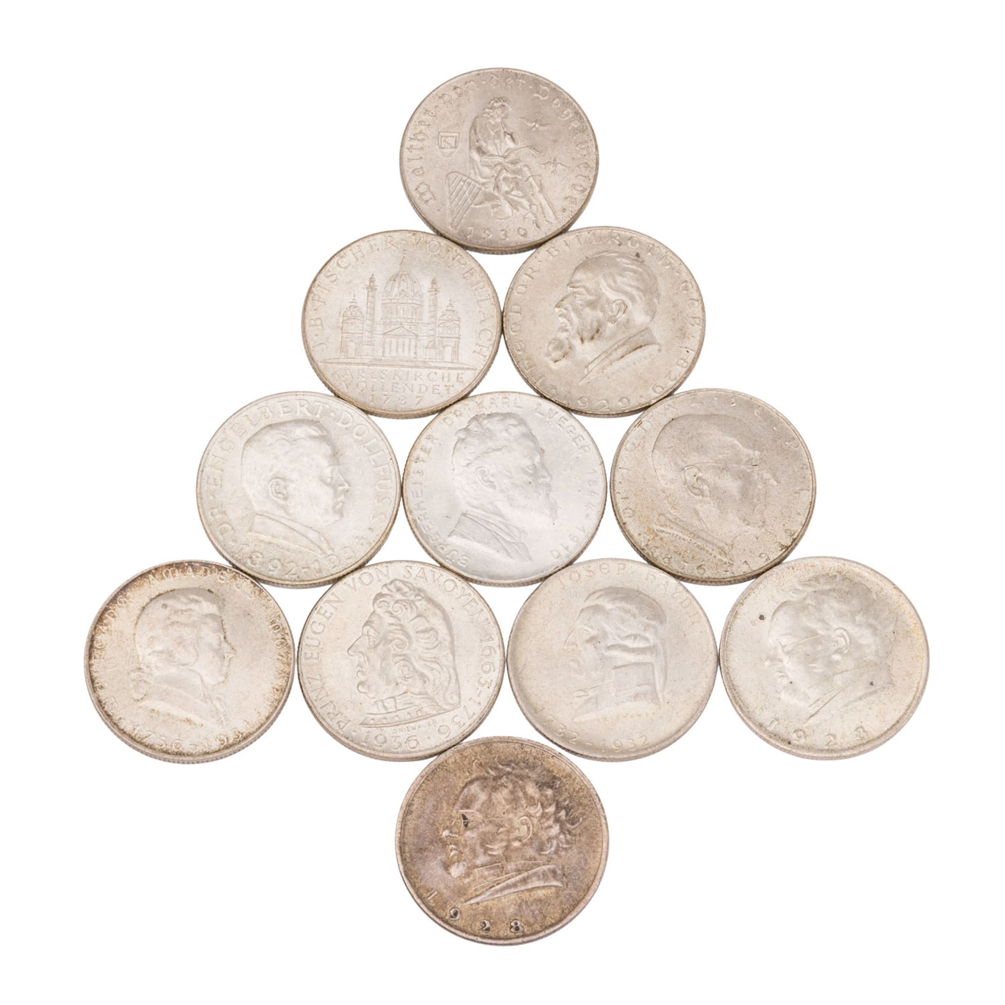 Österreich/SILBERsammlung 11x 2 Schilling
