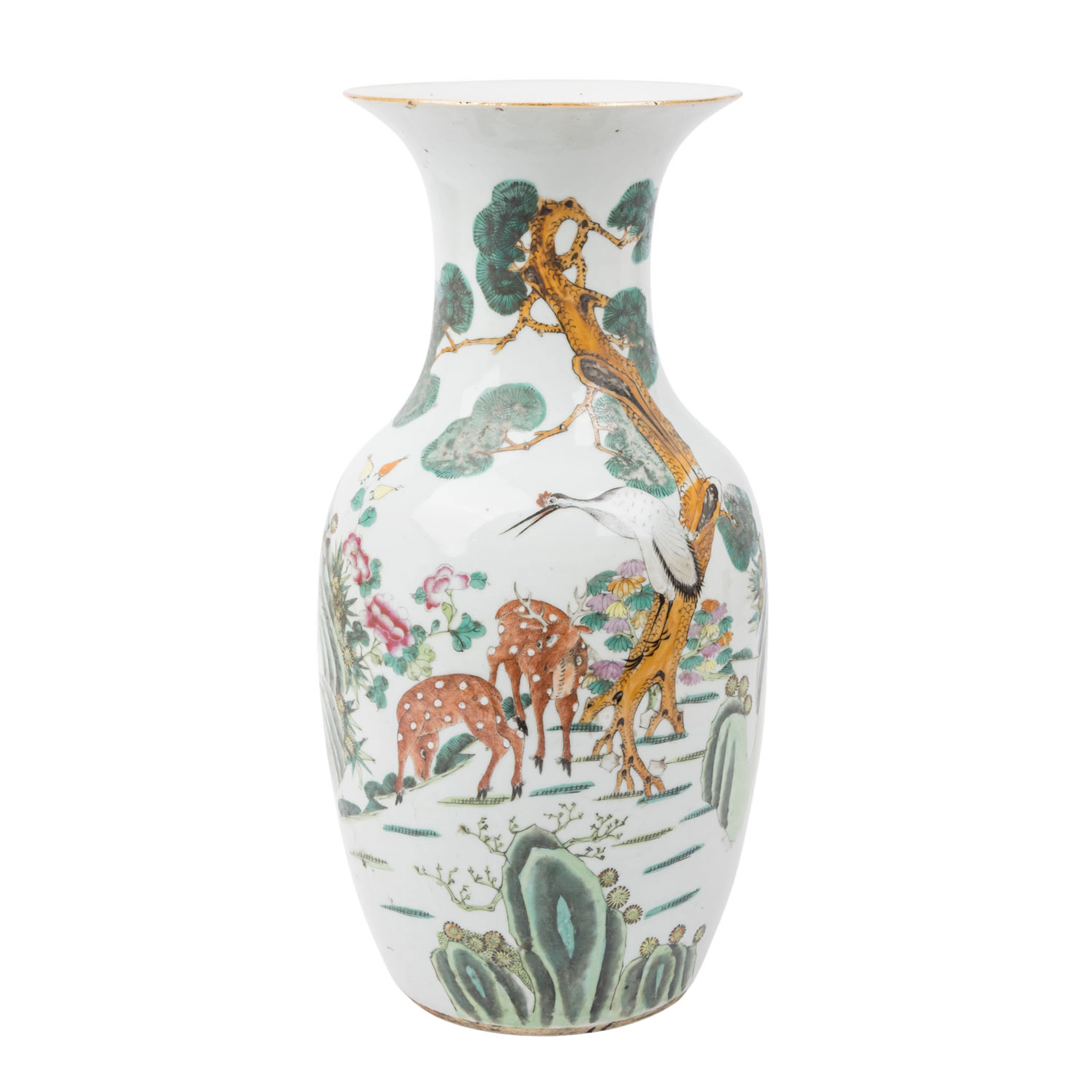 CHINA "Große Balustervase mit Langlebigkeitssymbolen und Poesie"