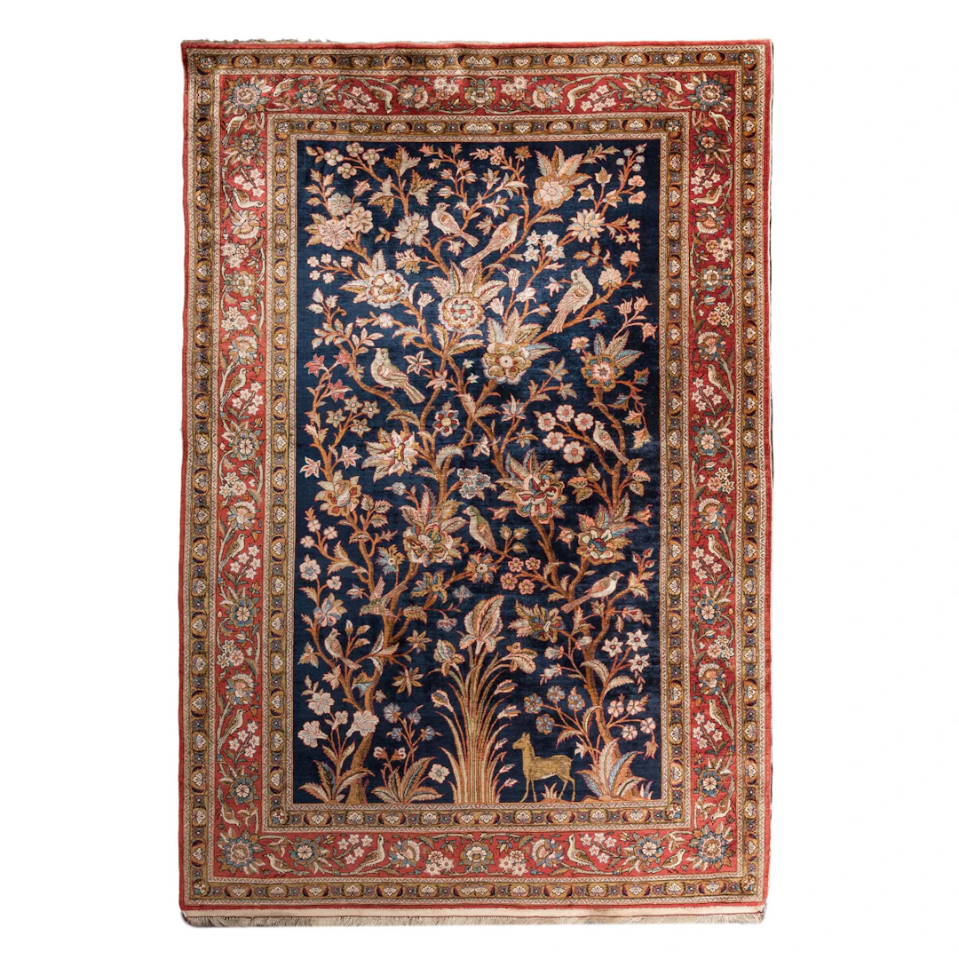 Orientteppich aus Seide. GHOM/PERSIEN, 20. Jh., 205x137 cm.