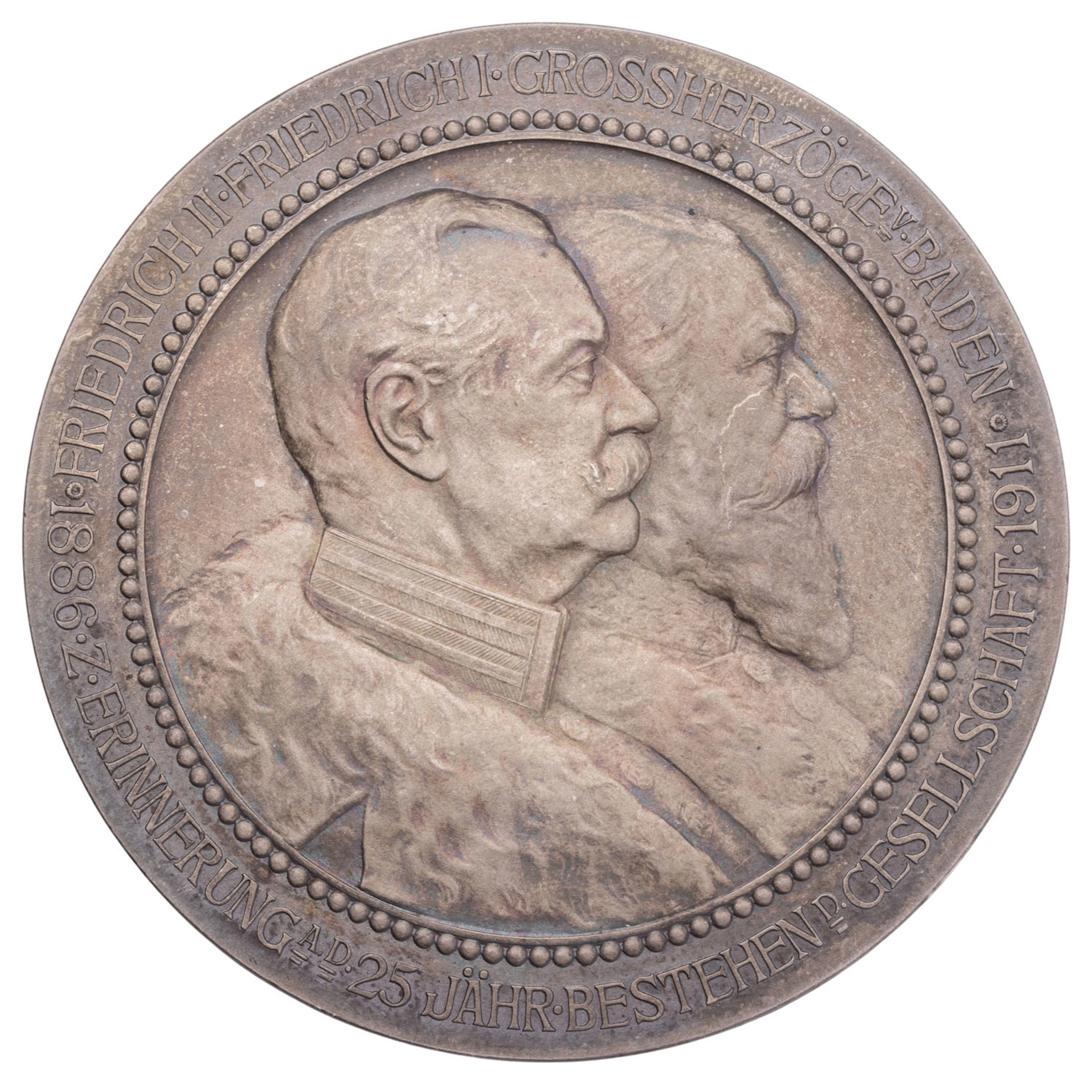 Baden/SILBERmedaille 1911 "25 Jahre Oberrheinische Versicherungsgesellschaft"