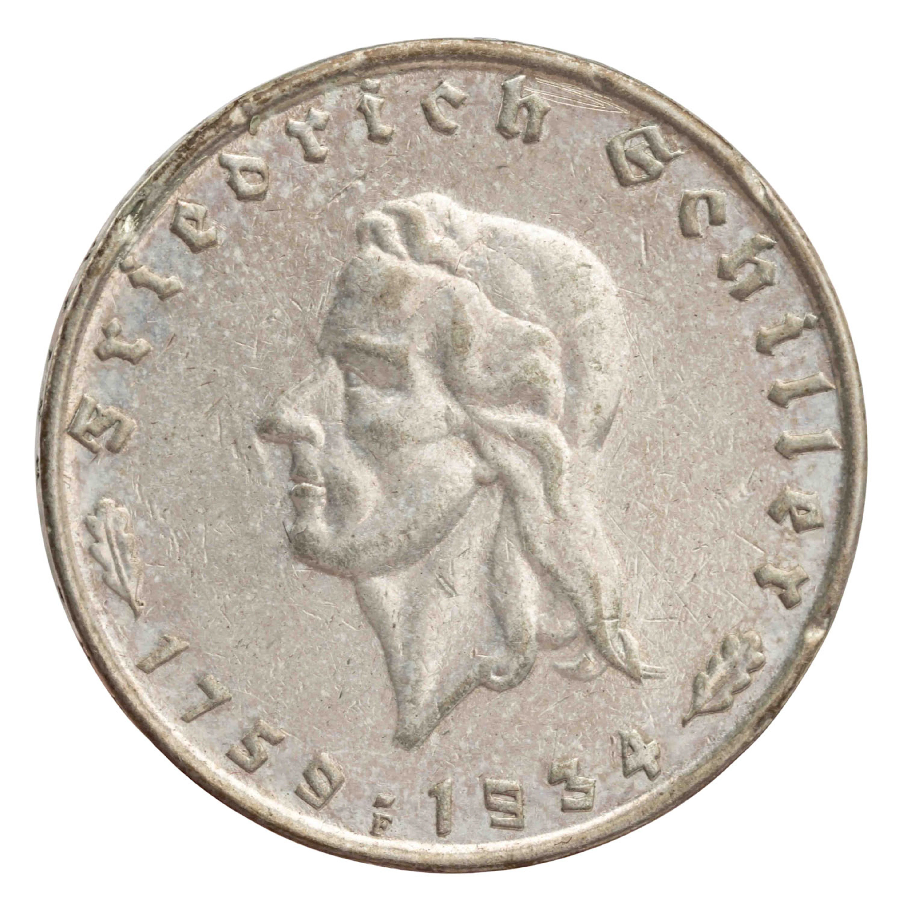 Dt. Reich (1933-1945) 2 Reichsmark 1934/F "Schiller"