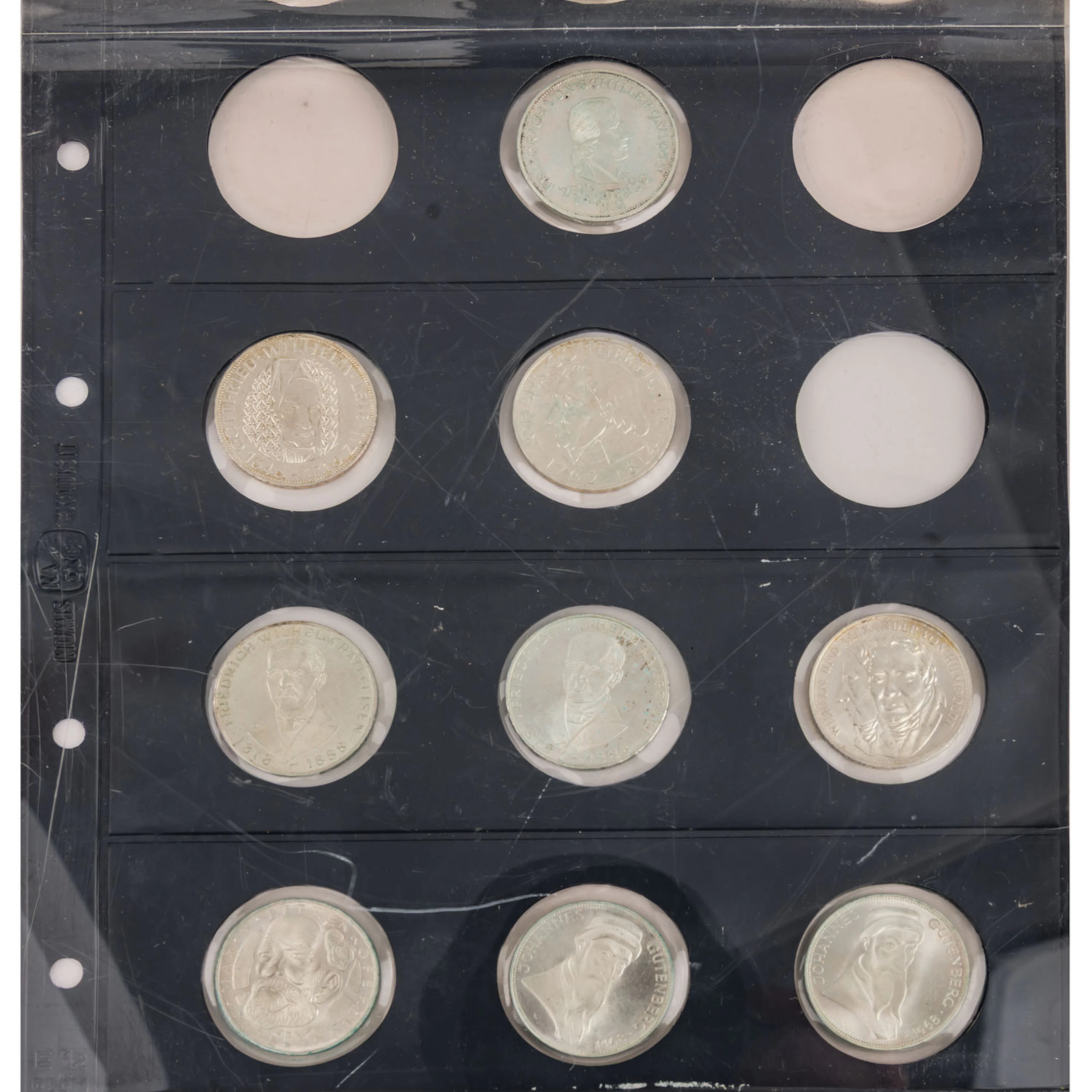 BRD - 9 x 5 DM, mit Schiller 1955, Fichte 1964