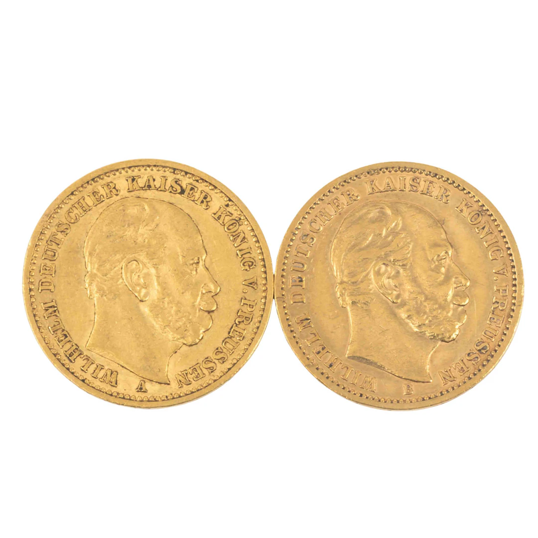 Preussen/GOLD - 2x 20 Mark Wilhelm 1873 und 1884