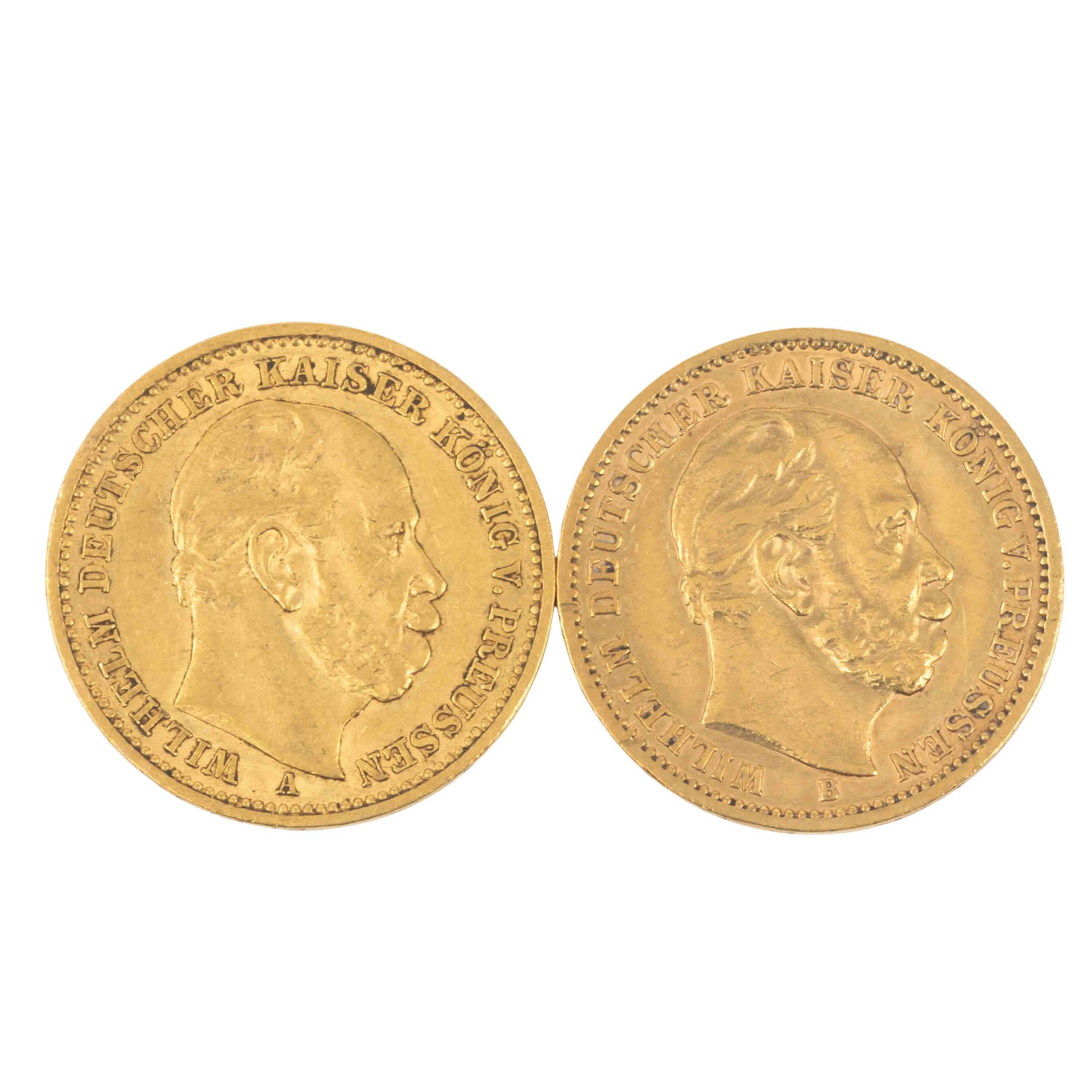Preussen/GOLD - 2x 20 Mark Wilhelm 1873 und 1884