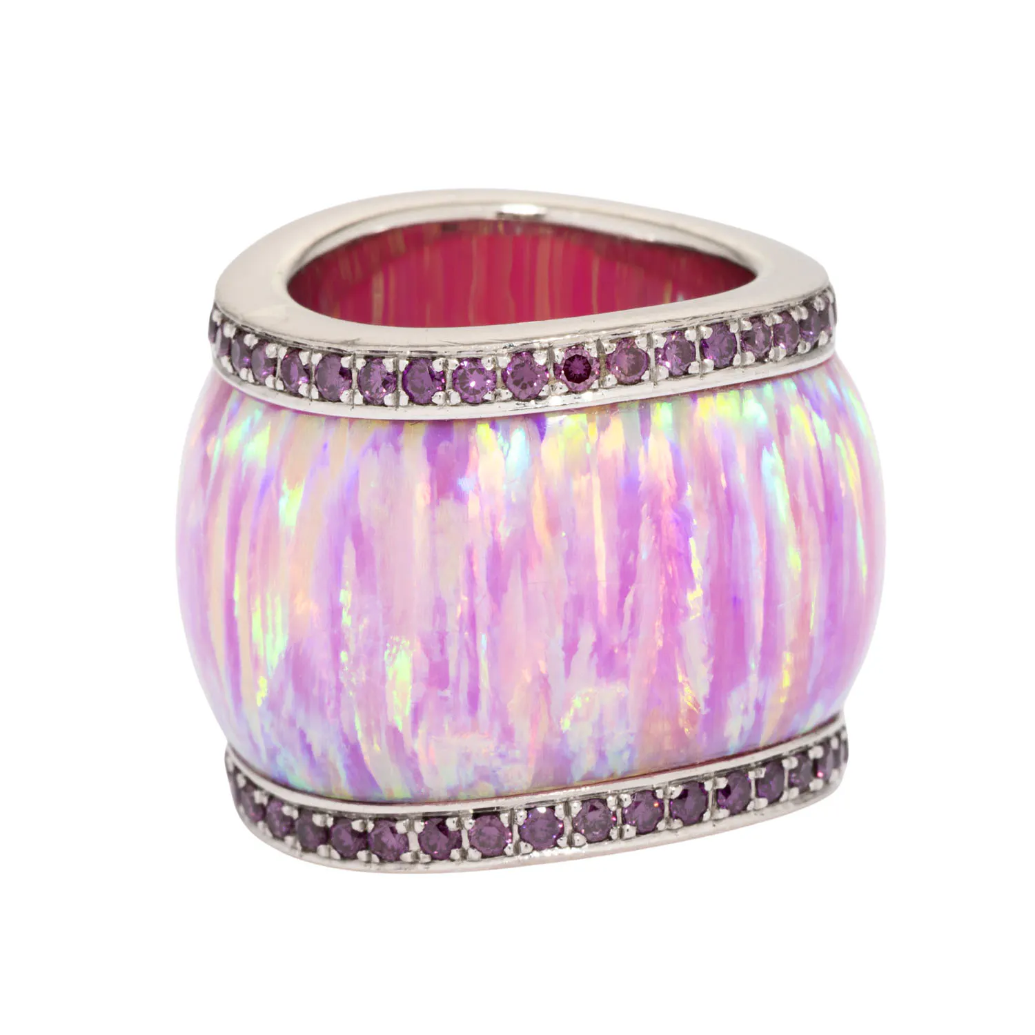Designerring bestehend aus synthetischem Opal