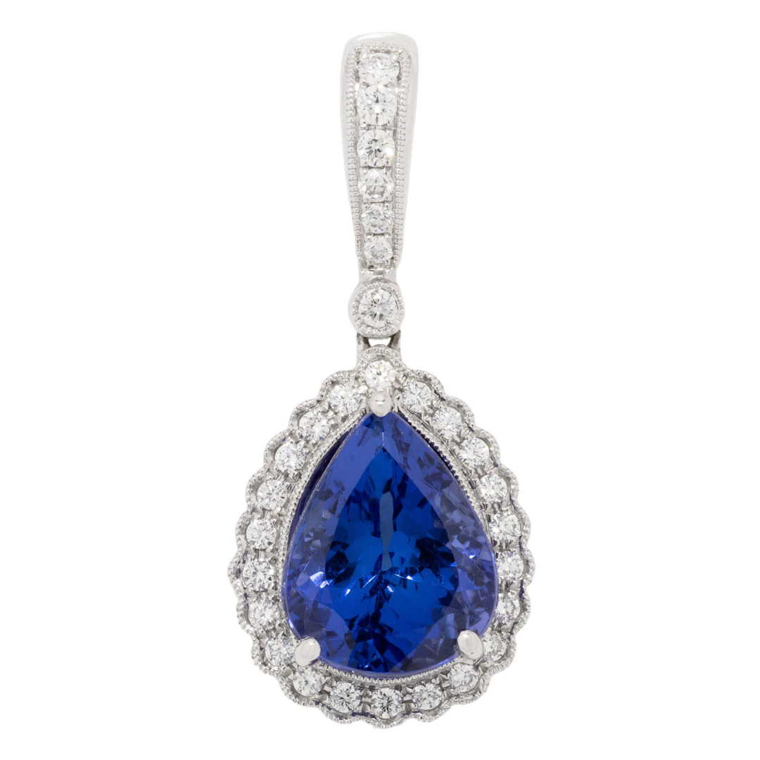 Anhänger mit Tansanittropfen ca. 5 ct und Brillanten