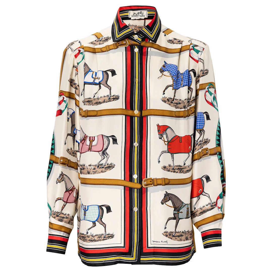 HERMÈS VINTAGE Seidenbluse, Gr. 38 (fr. 40).
