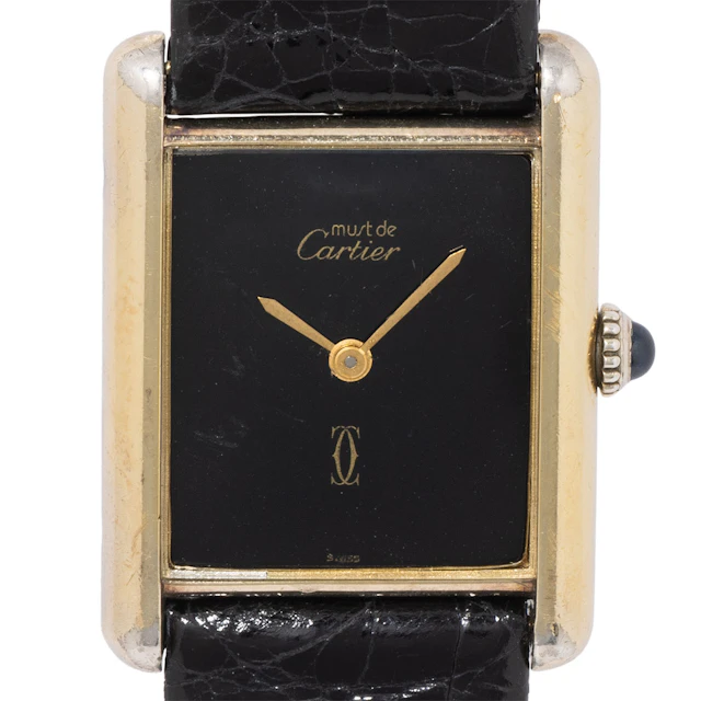 CARTIER Tank Vermeil GM 'Onyx Dial' Handaufzug.