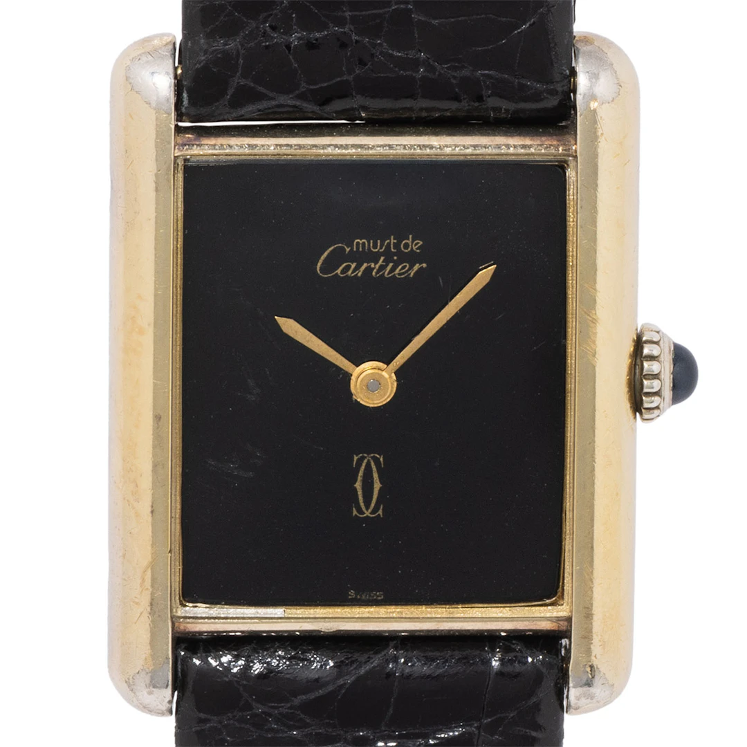CARTIER Tank Vermeil GM 'Onyx Dial' Handaufzug.