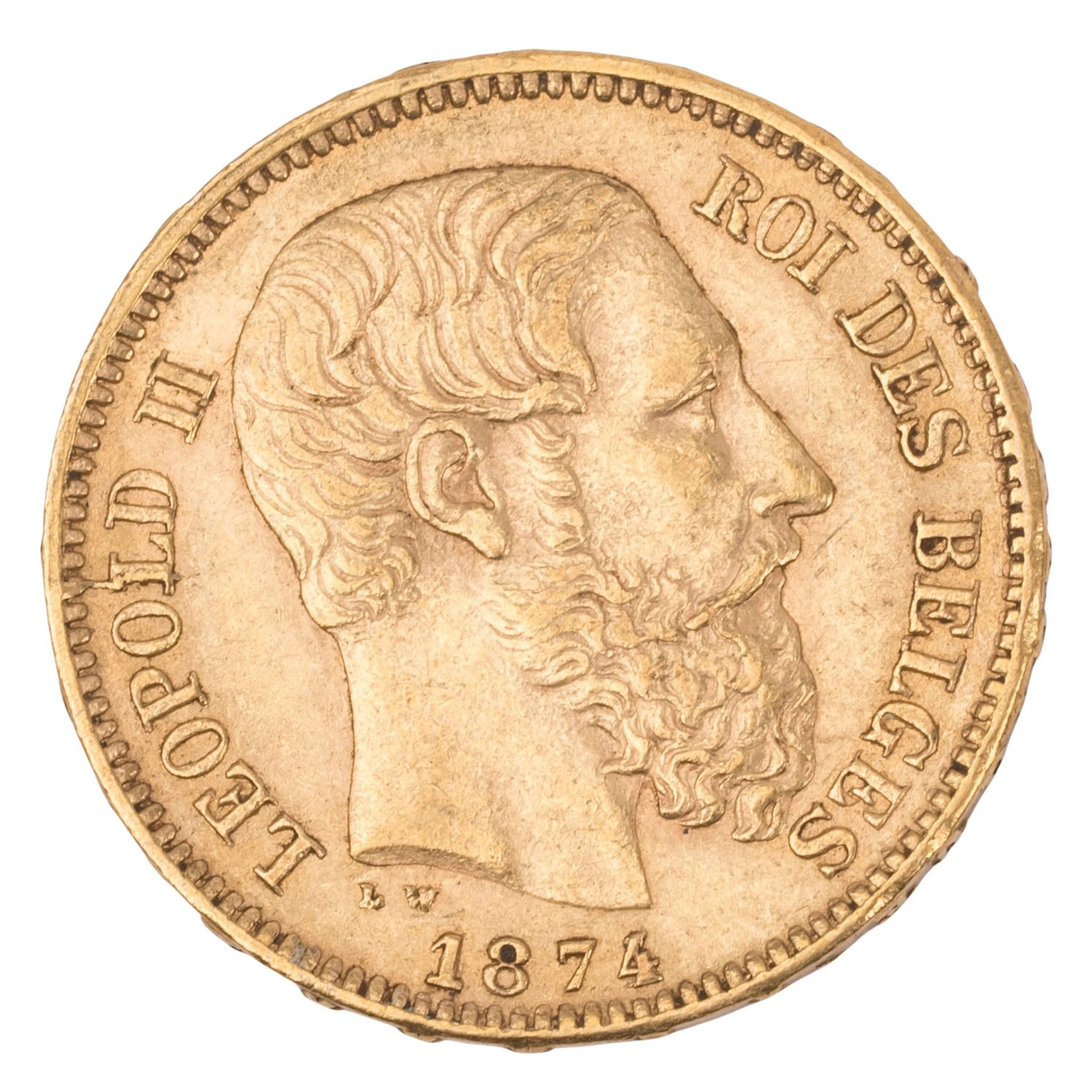 Belgien/GOLD - 20 Francs 1874