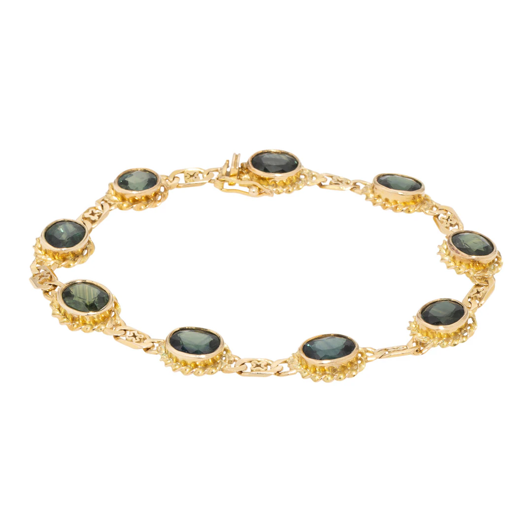 Armband mit blau-grünen Saphiren zus. ca. 9 ct