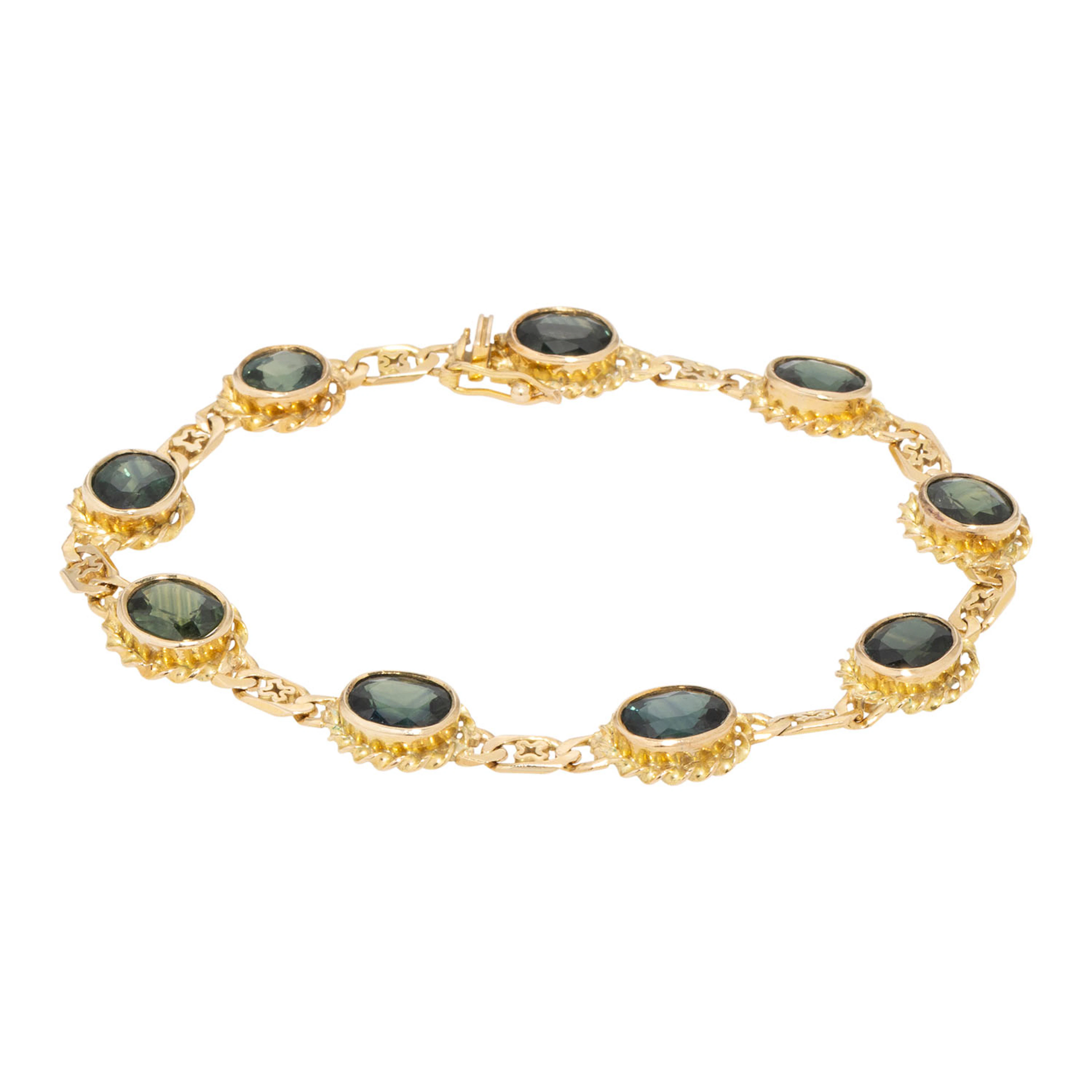 Armband mit blau-grünen Saphiren zus. ca. 9 ct