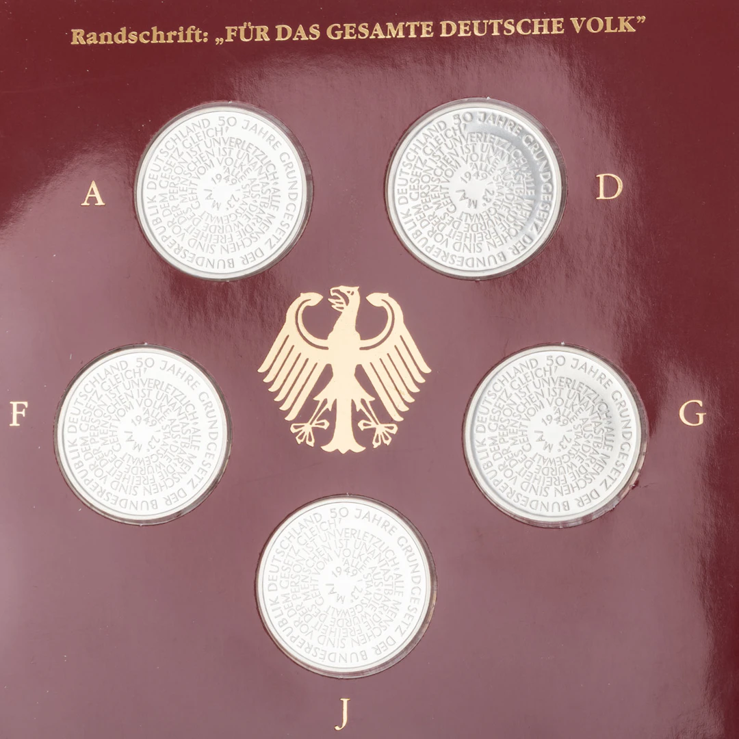 BRD/SILBER - 5x 10 DM 1999, in einem Blister