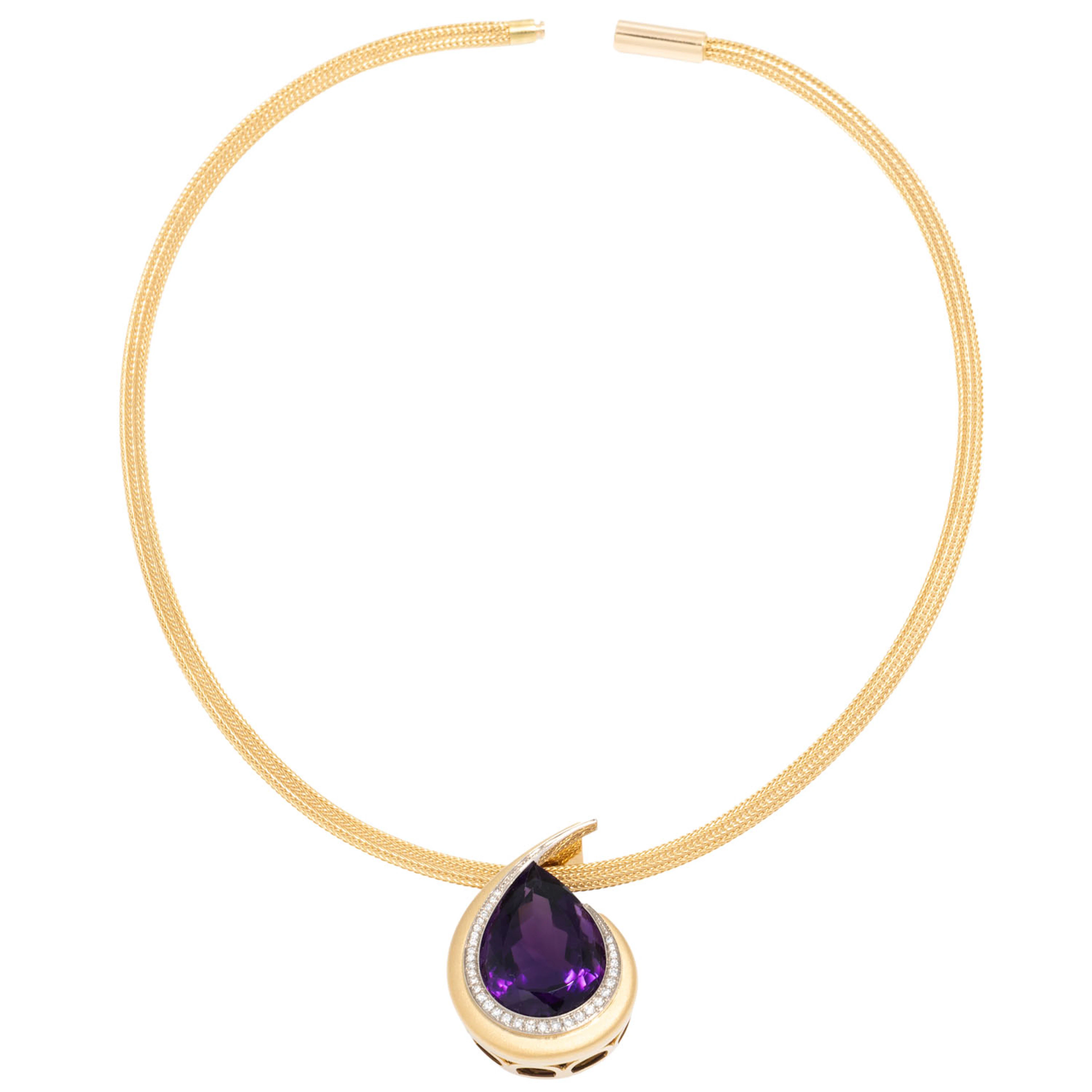Collier mit Amethysttropfen und 33 Brillanten