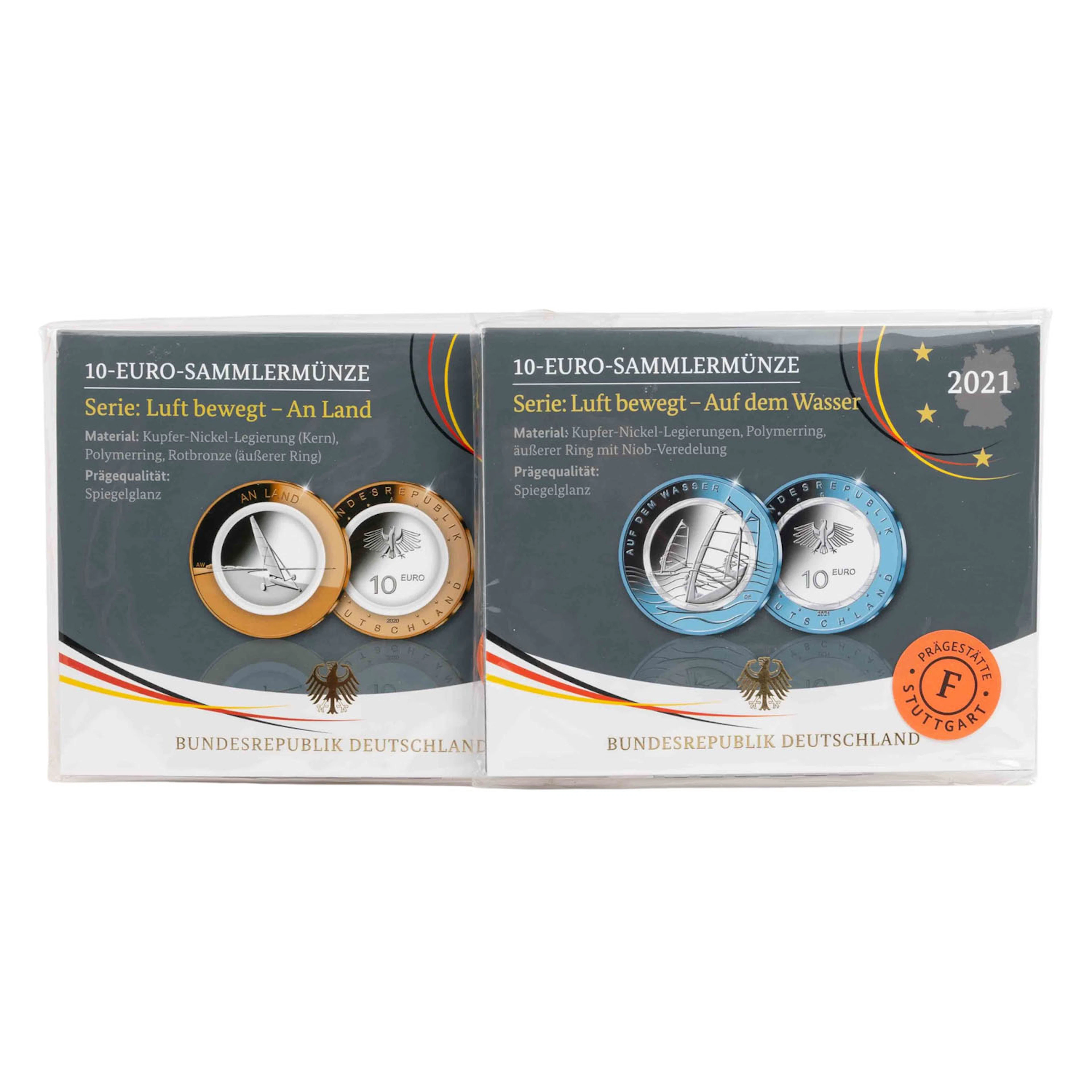 BRD - 2 x 10 Euro der Serie "Luft bewegt"