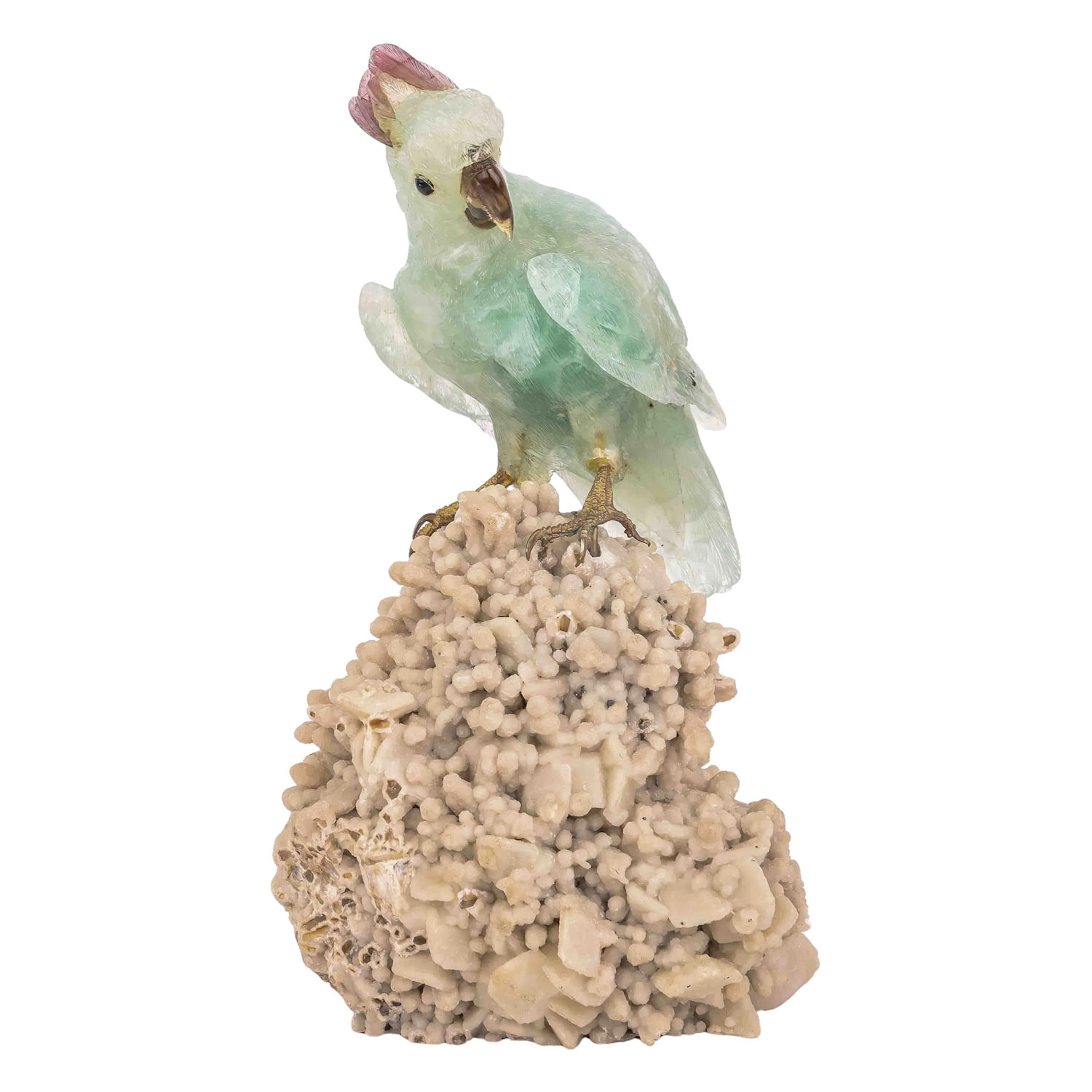 MANFRED WILD (1944) "Große Edelsteinplastik eines Kakadus"