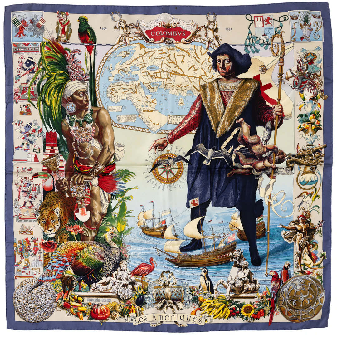 HERMÈS Seidencarré "LES AMERIQUES".