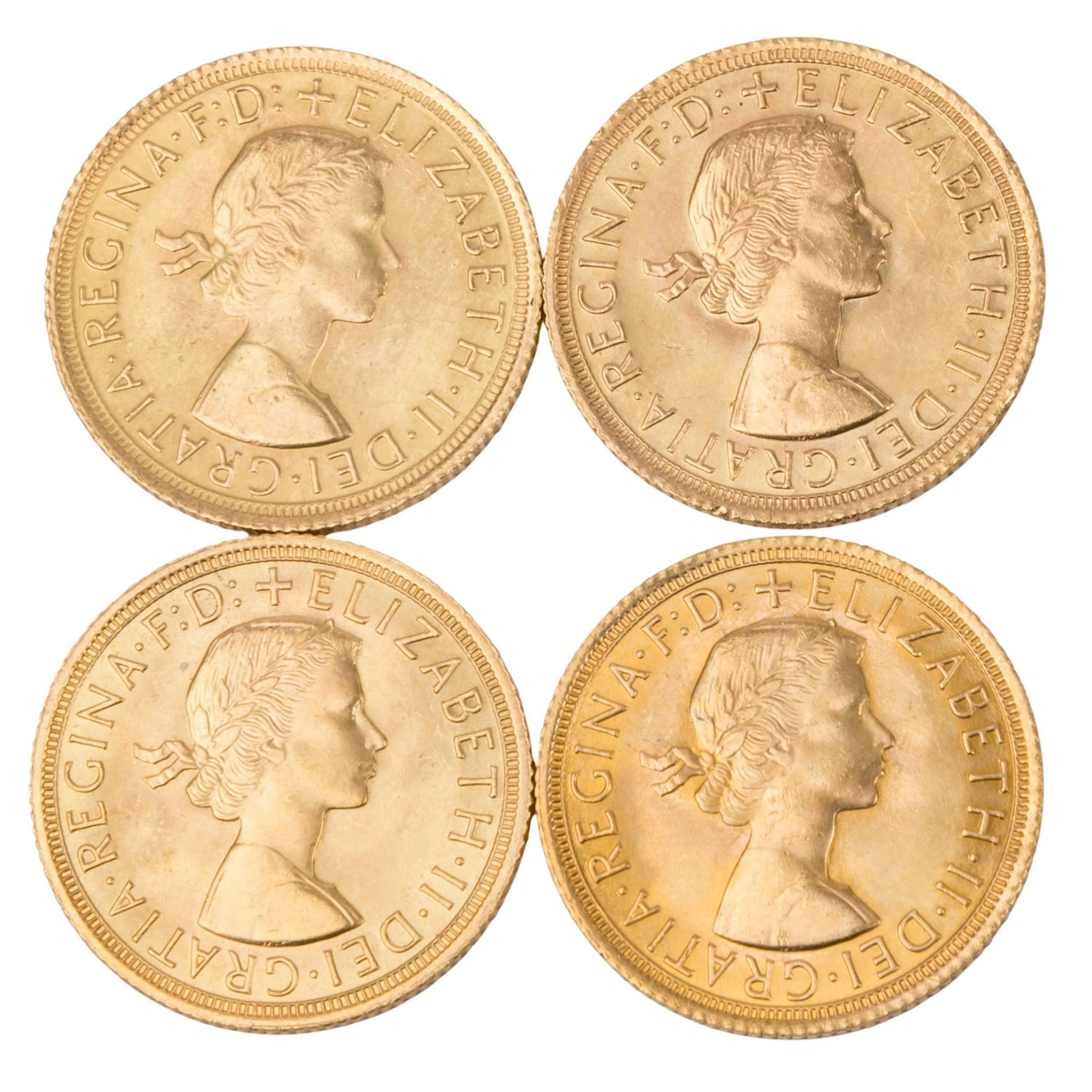 Großbritannien /GOLD - Elisabeth II. 4 x 1Sovereign