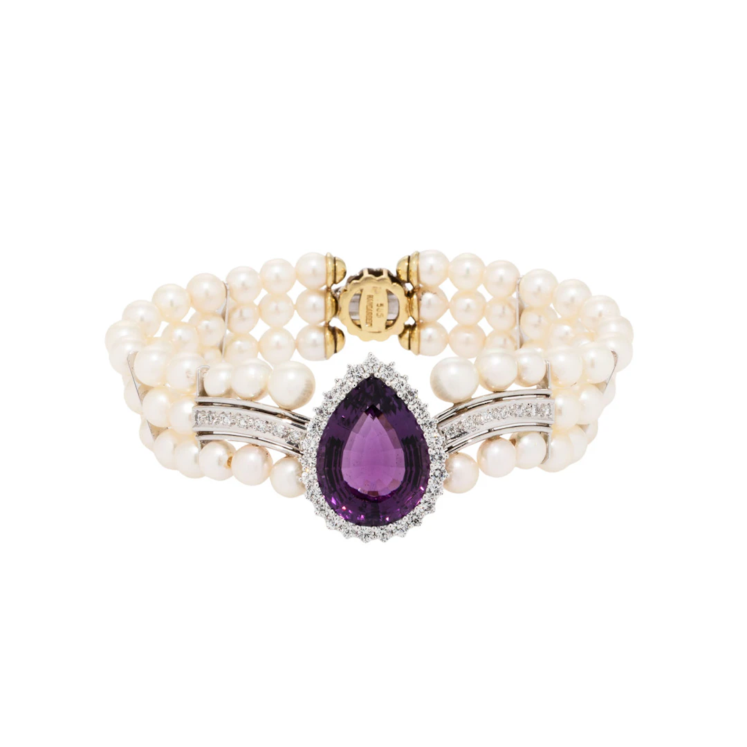 3-reihiges Perlenarmband mit feinem Amethyst
