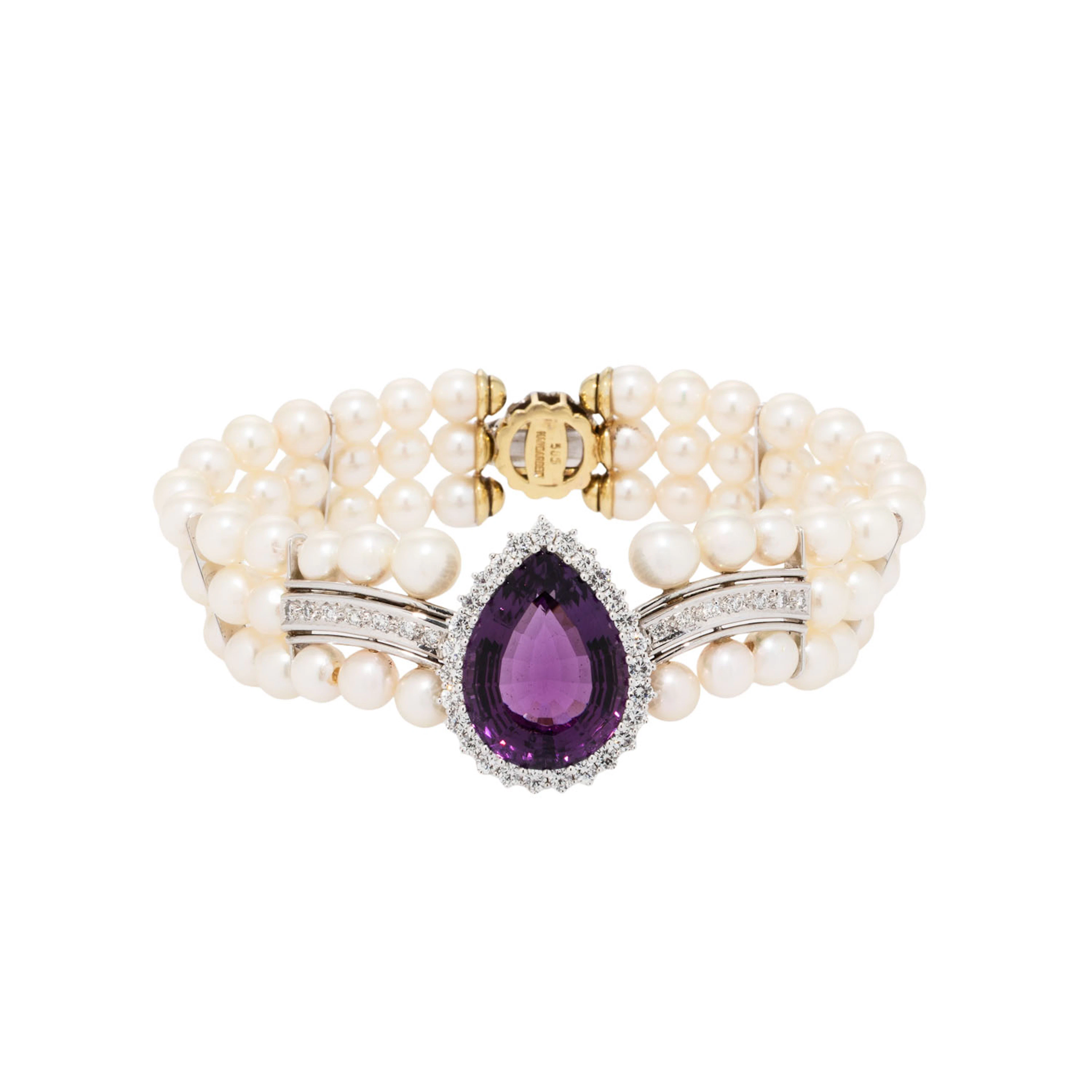 3-reihiges Perlenarmband mit feinem Amethyst