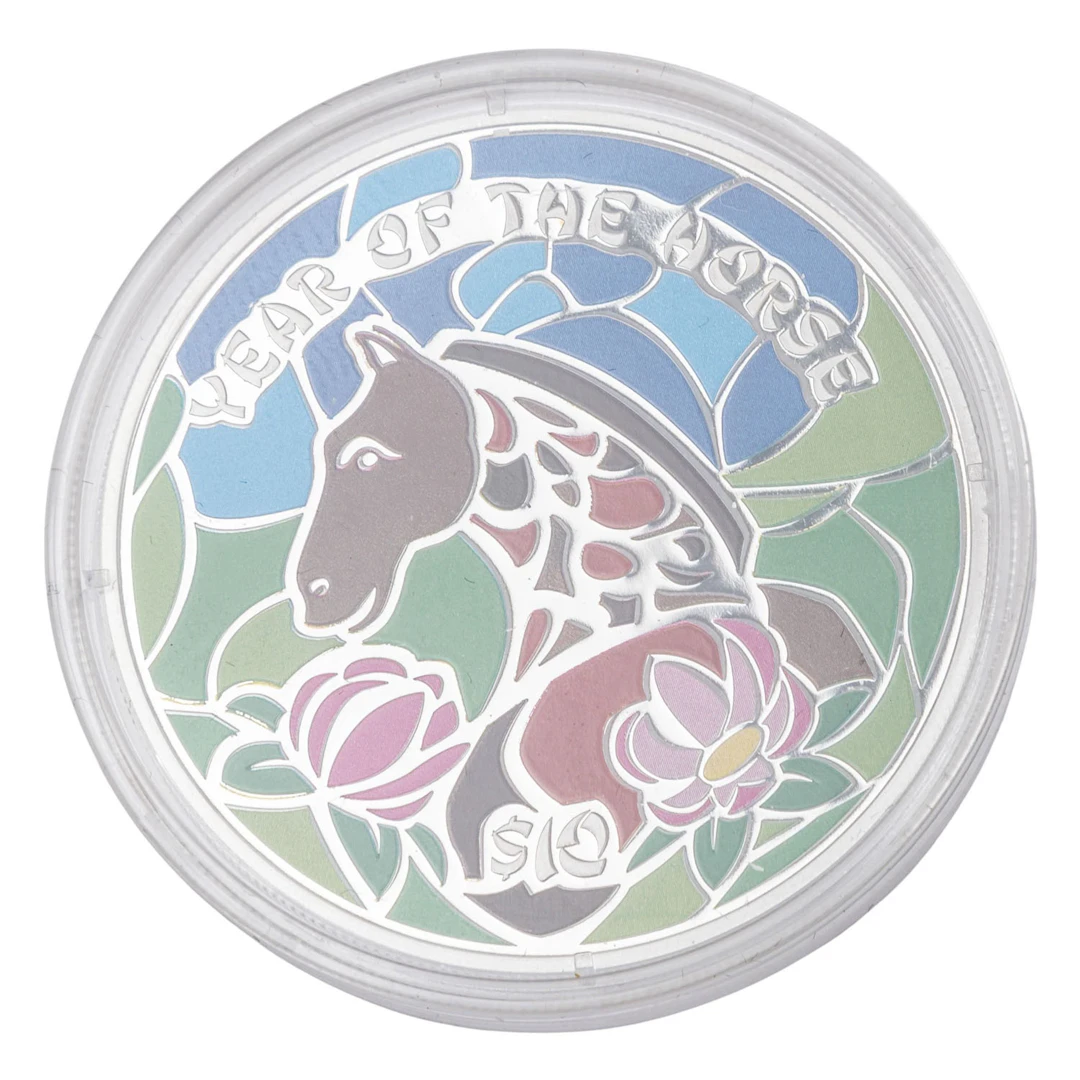 Fiji /SILBER - 10 $, 1 oz Lunar 2014 - Jahr des Pferdes PP