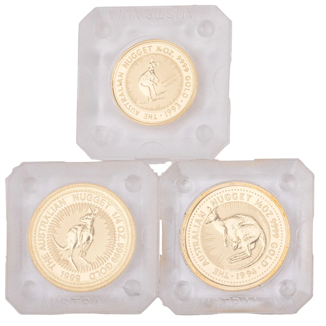 Australien/GOLDlot 15 Dollar 1993 (1/10oz), 2x 25 Dollar 1994 (2x