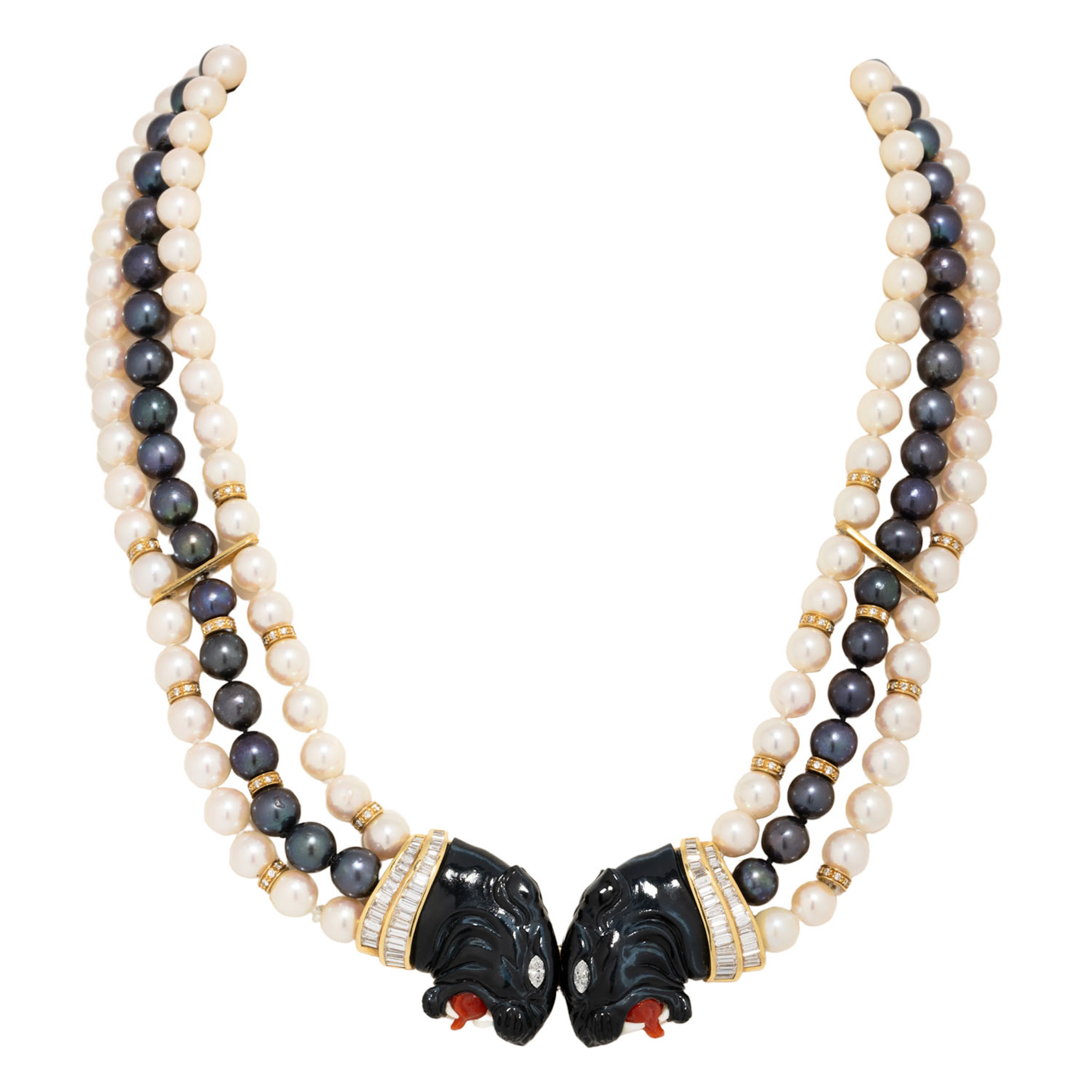 Außergewöhnliches Vintage-Collier mit 2 Pantherköpfen